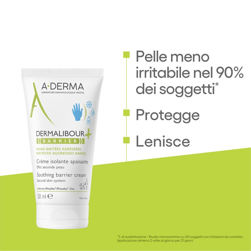 A-Derma Dermalibour+ Barrier Crema isolante lenitiva, Pelle irritabile e fragilizzata, 50ml 
