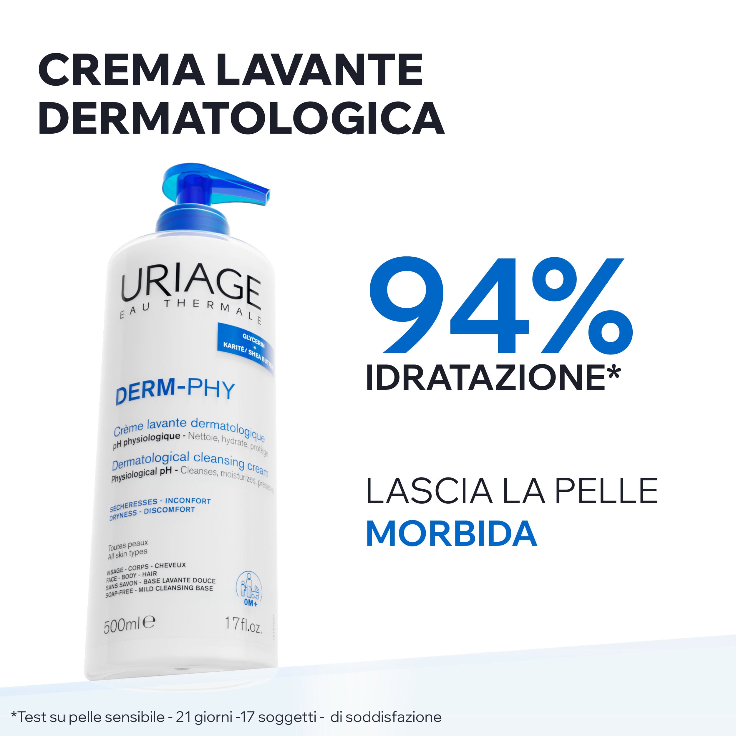 ​​Uriage Derm-Phy Crema Lavante Dermatologica Viso E Corpo Per Pelle Sensibile 500 ml