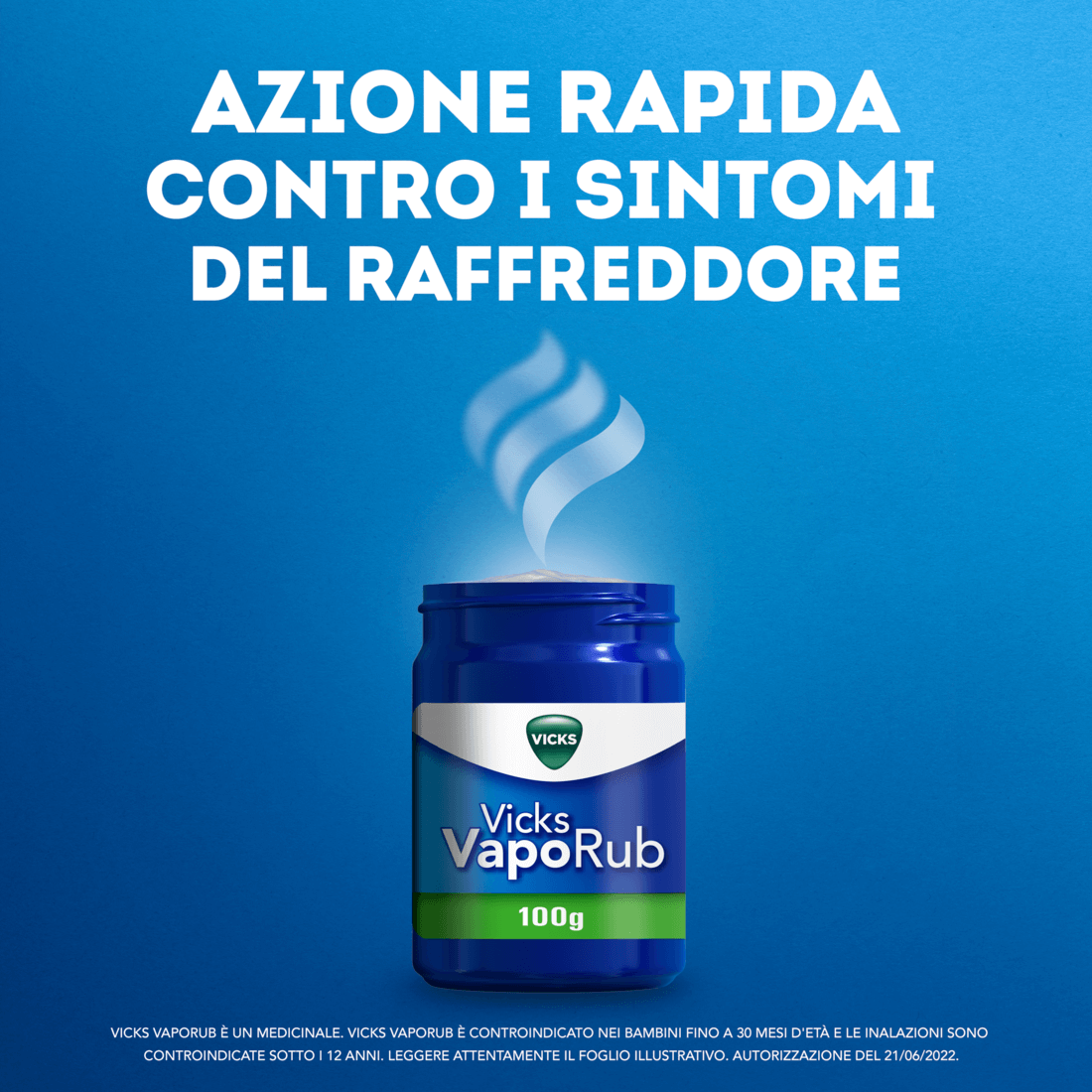 Vicks VapoRub Rimedio Per Raffreddore, Mal Di Gola, Tosse E Naso Chiuso Vasetto Da 100 g