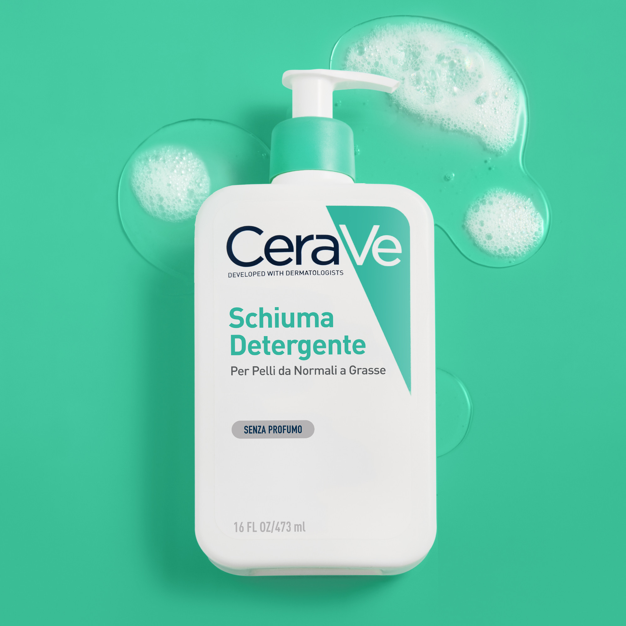 CeraVe - Schiuma Detergente Seboregolatrice Viso E Corpo Per Pelli Normali E Grasse 473 ml