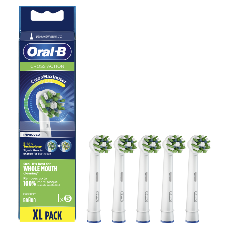 Oral-B CrossAction Testine Di Ricambio Con Tecnologia CleanMaximiser, Confezione Da 5 Pezzi