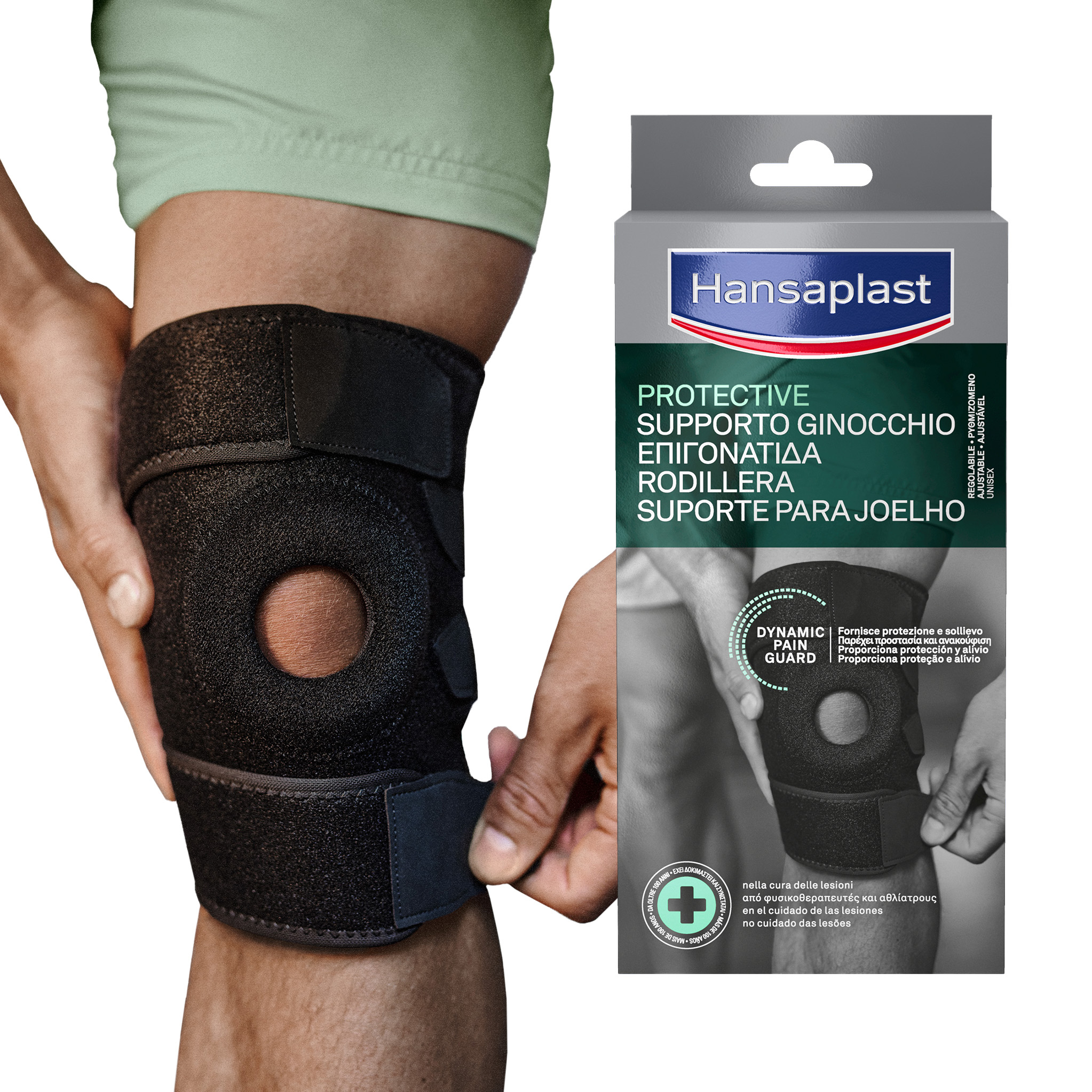 Hansaplast Sport Supporto Ginocchio, Tutore ginocchio per protezione e sollievo dal dolore, 1 pezzo