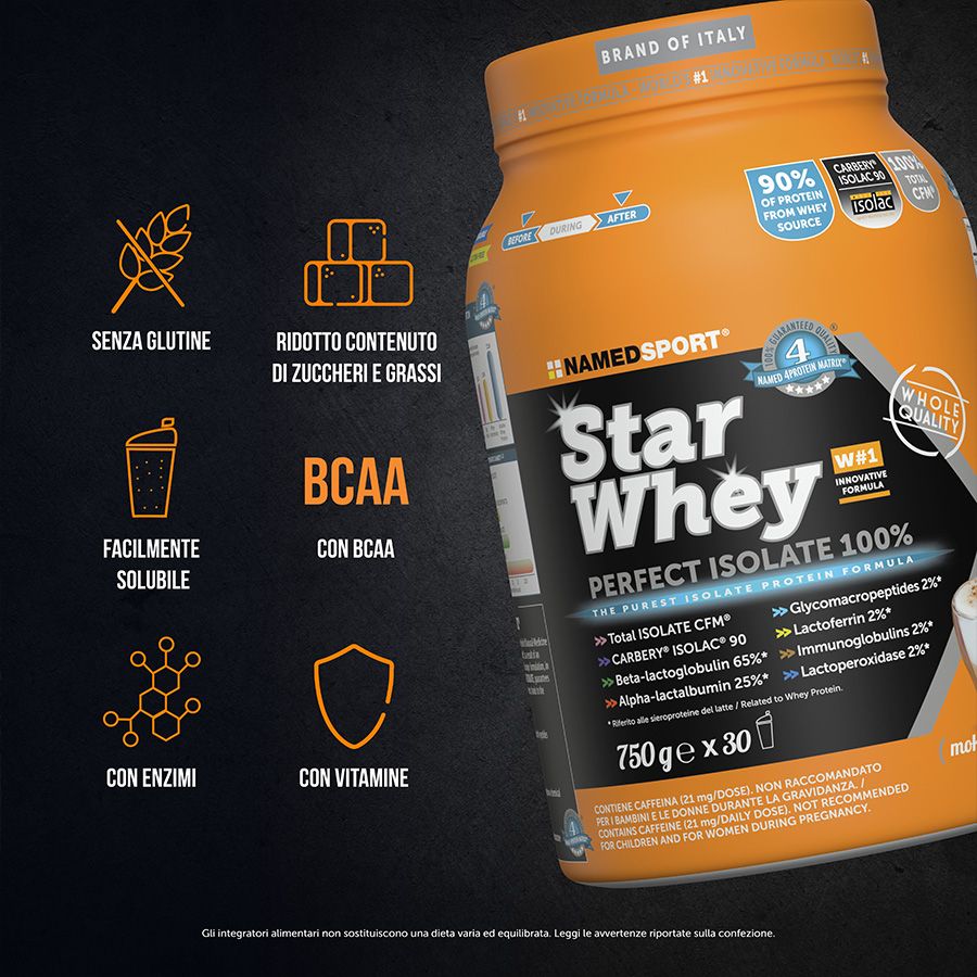 Named Sport Star Whey Isolate Gusto Mokaccino Cream 750 g - Proteine Del Siero Del Latte Isolate In Polvere