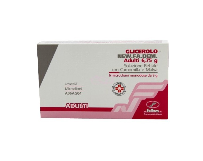 Glicerolo New Fadem Adulti 6,75g Soluzione Rettale 6 Microclismi Con Camomilla e Malva