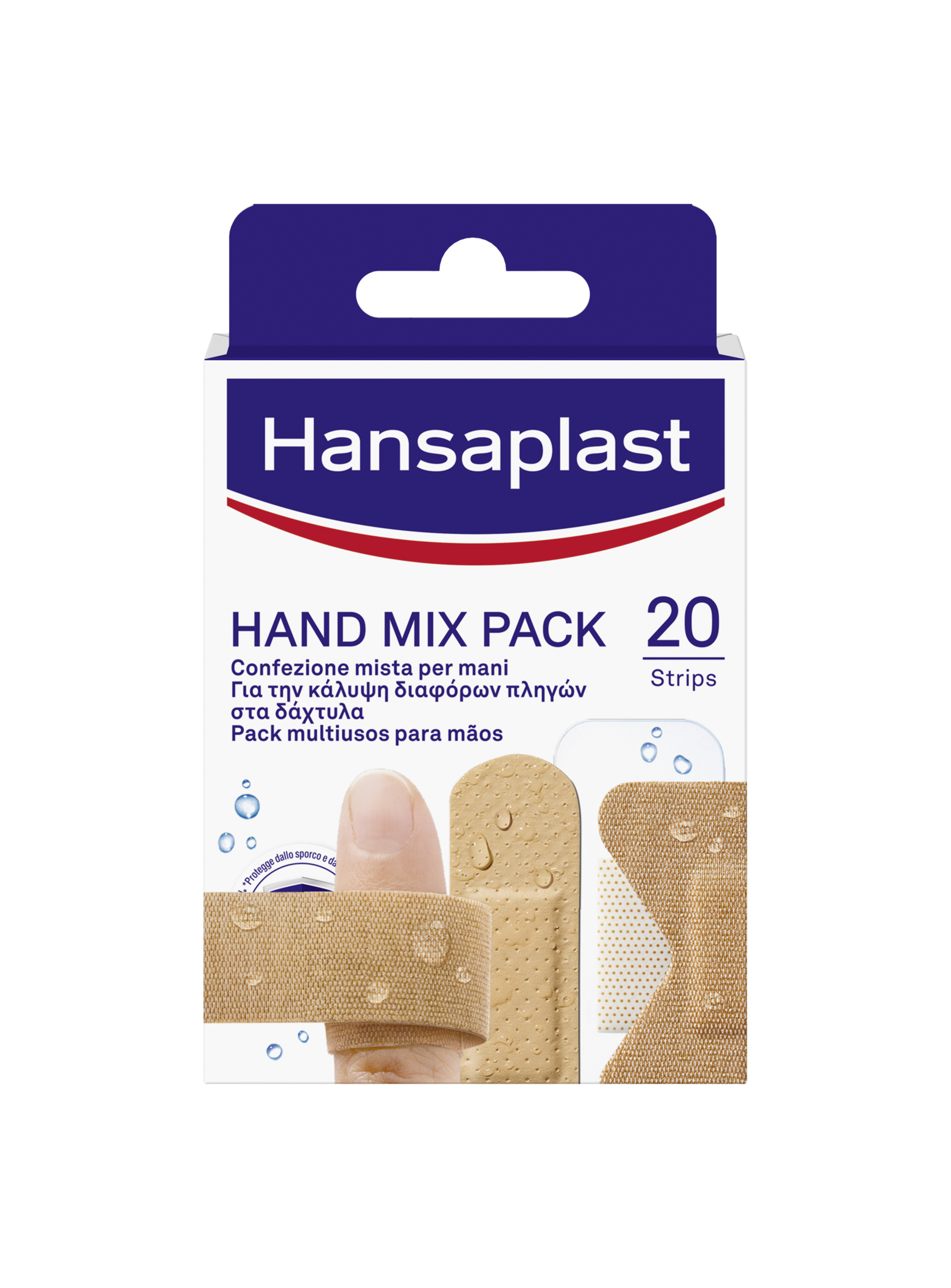 Hansaplast Cerotti Hand Mix Pack, Cerotti flessibili per mani e dita, 20 pezzi in 5 formati