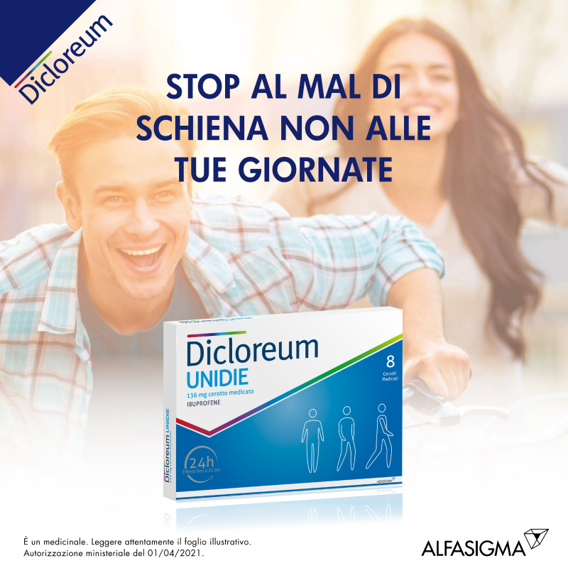 Dicloreum Unidie Cerotti Antinfiammatori per dolori muscolari e dolori articolari - 8 Cerotti 136mg 