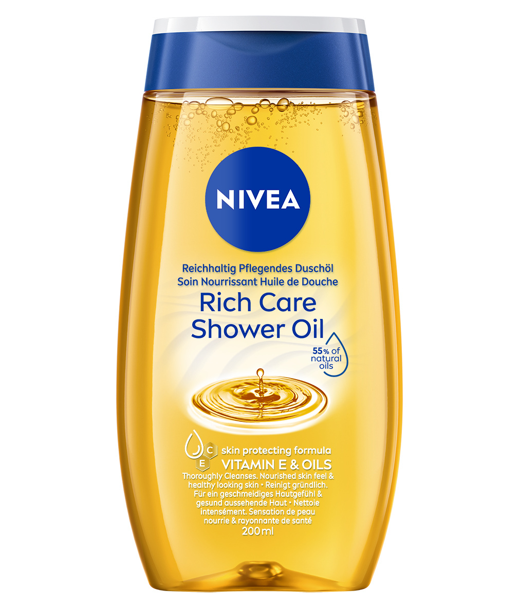 Nivea Olio Doccia Nutrimento Intenso 200 ml, Bagnoschiuma con Oli Naturali per una pelle morbida
