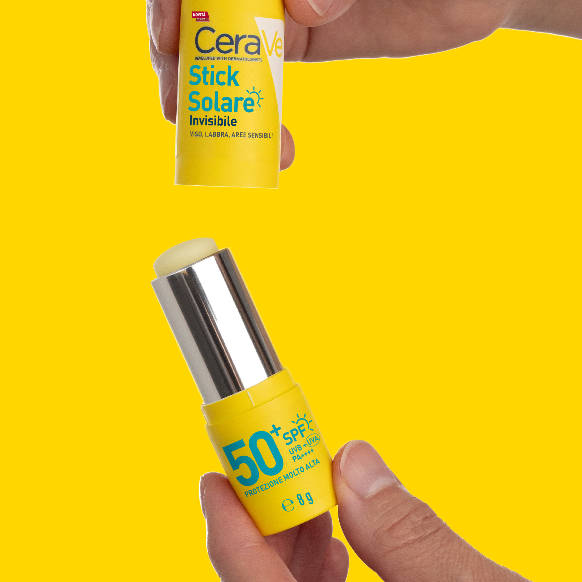 Cerave - Stick Solare Invisibile SPF50+ - Protezione Solare Labbra E Zone Sensibili 8 g