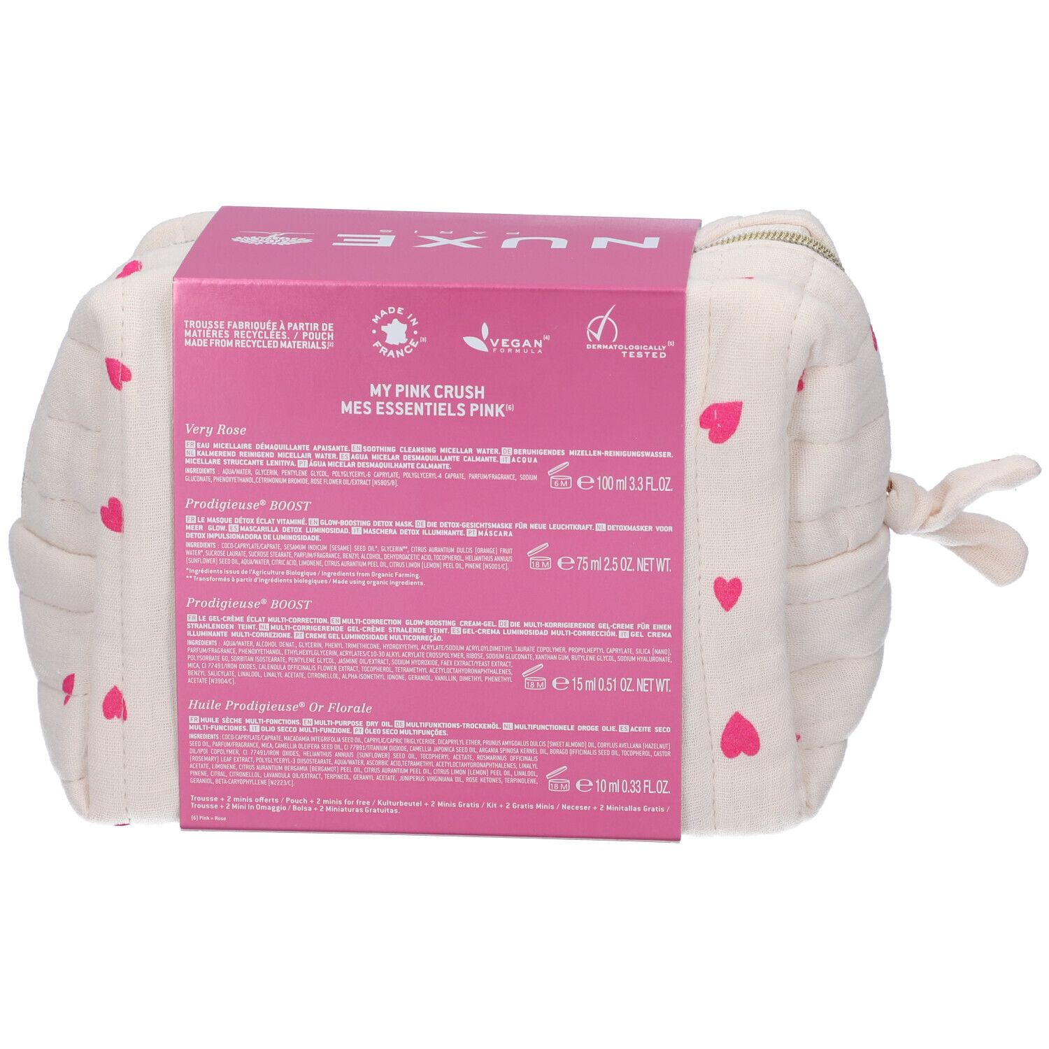 Nuxe Trousse Pink Crush 251 Acqua Micellare Very Rose 100 Ml + 1 Boost Maschera Detox 75 Ml + 1 Boost Crema Gel 15 Ml + 1 Huile Prodigieuse Or Floral 10 Ml