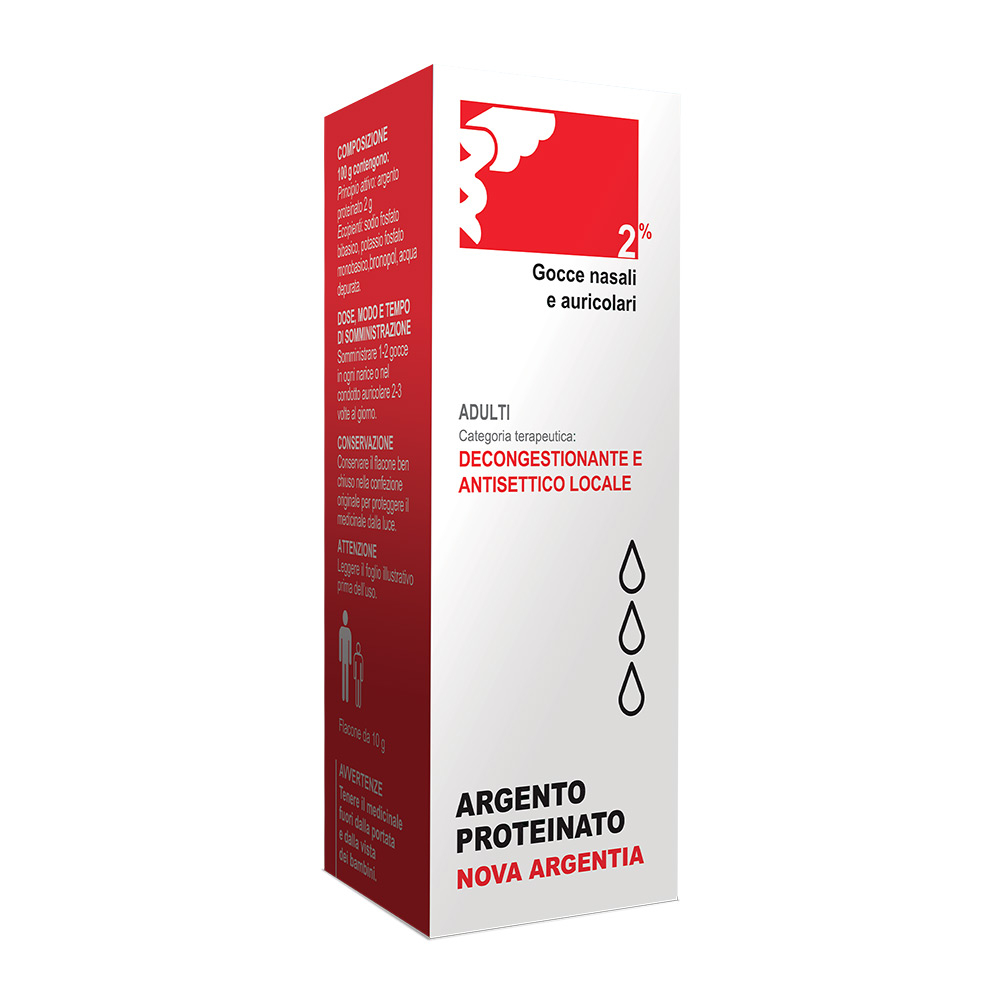 Argento Proteinato Nova Argentia 2% Gocce Nasali e Auricolari Soluzione 10 ml