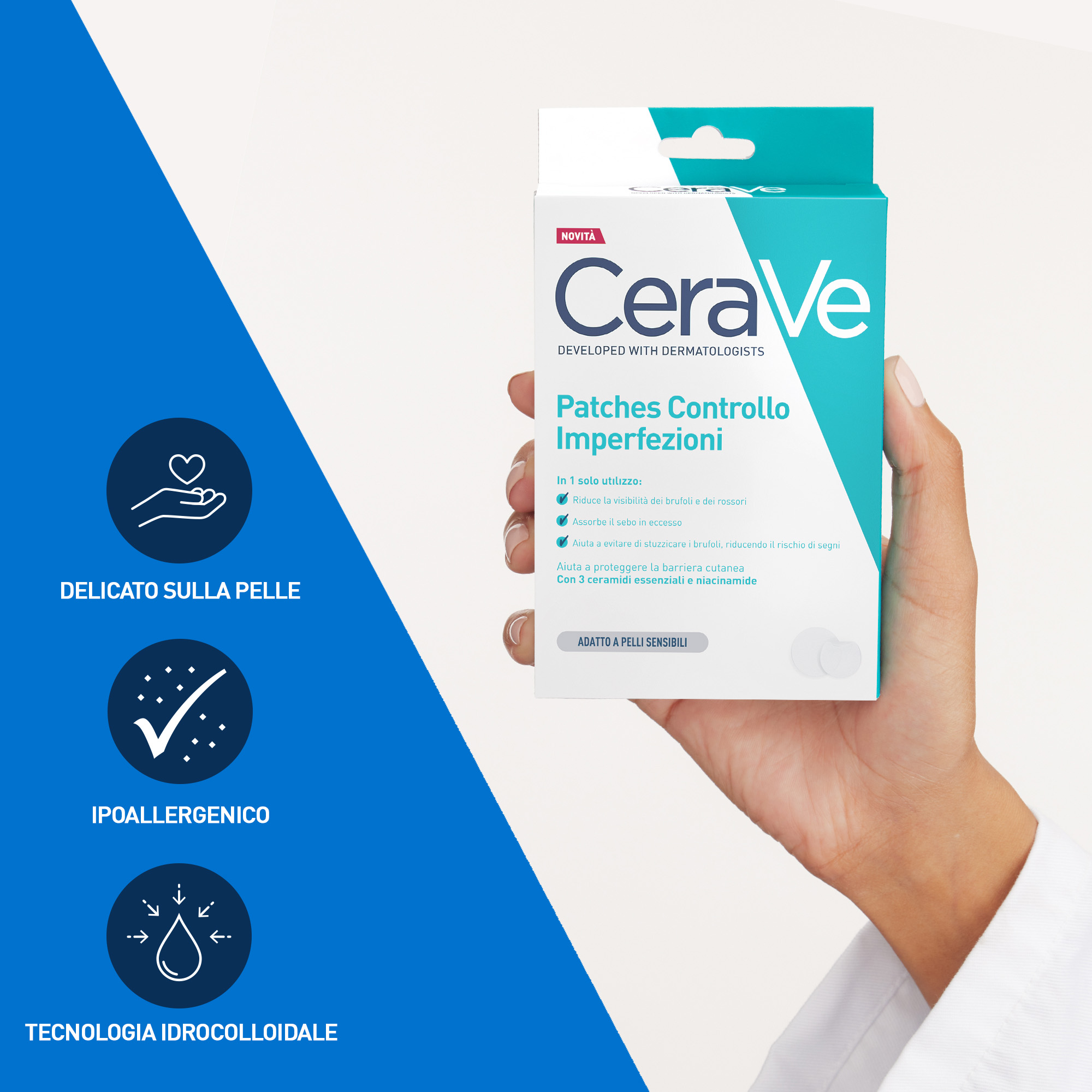 CeraVe Patches Idrocolloidali Anti Brufoli, Per Pelli a Tendenza Acneica, Trasparenti e Invisibili sulla Pelle, Non lascia segni, Con Niacinamide e 3 Ceramidi Essenziali, 22 Pezzi