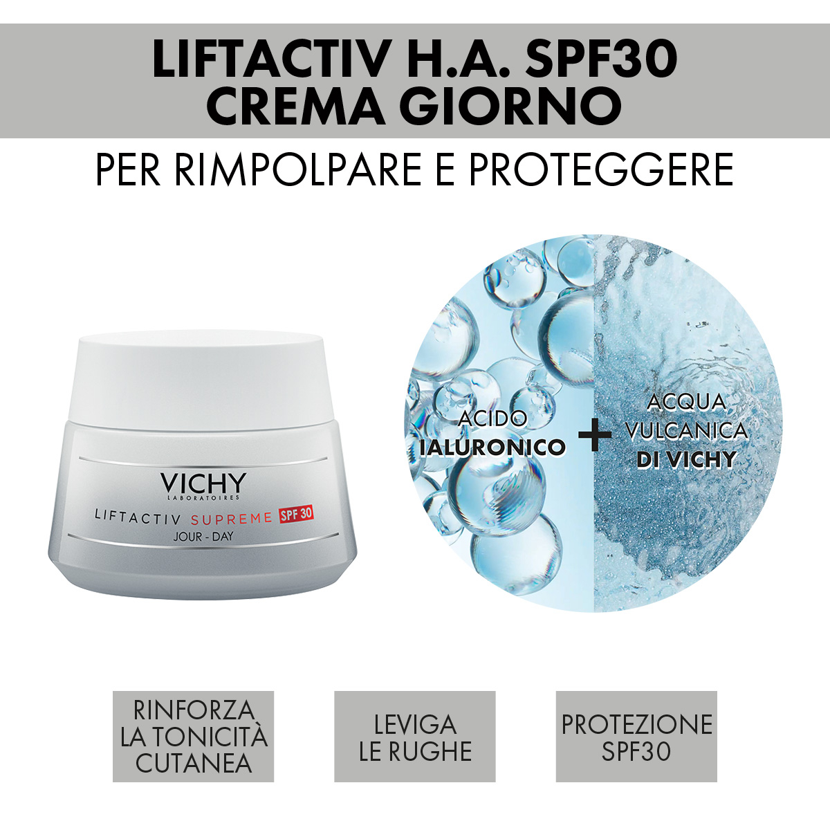 Vichy Cofanetto Regalo Natale Liftactiv H.A. Epidermic Filler Siero 10 ml + Liftactiv H.A. Spf30 Crema Giorno 50 ml + Liftactiv H.A. Crema Notte 15 ml