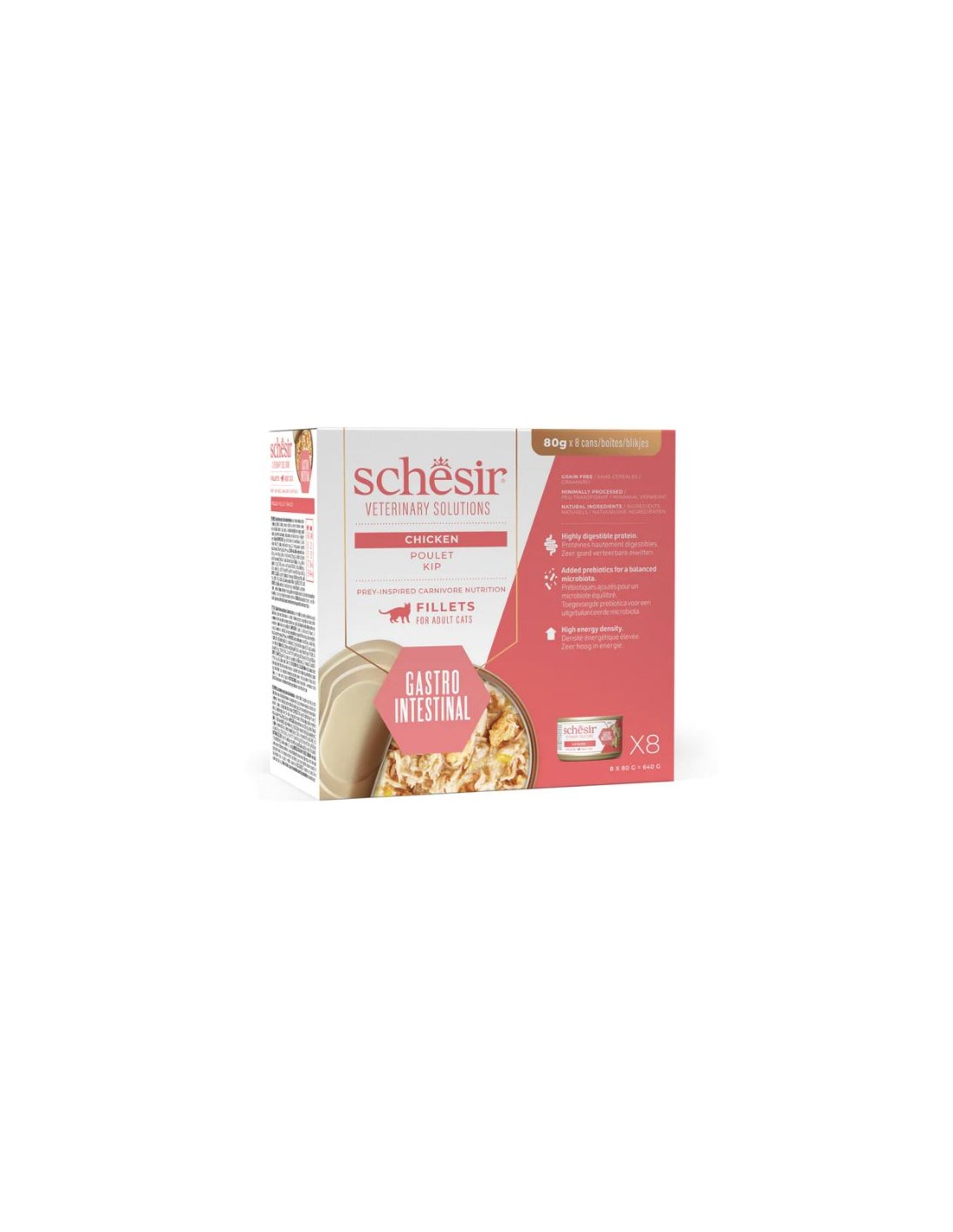 SCHESIR GATTO VETERINARY SOLUTIONS GASTROINTESTINAL FILETTI POLLO 8X80GR (lattina) - MULTIPACK