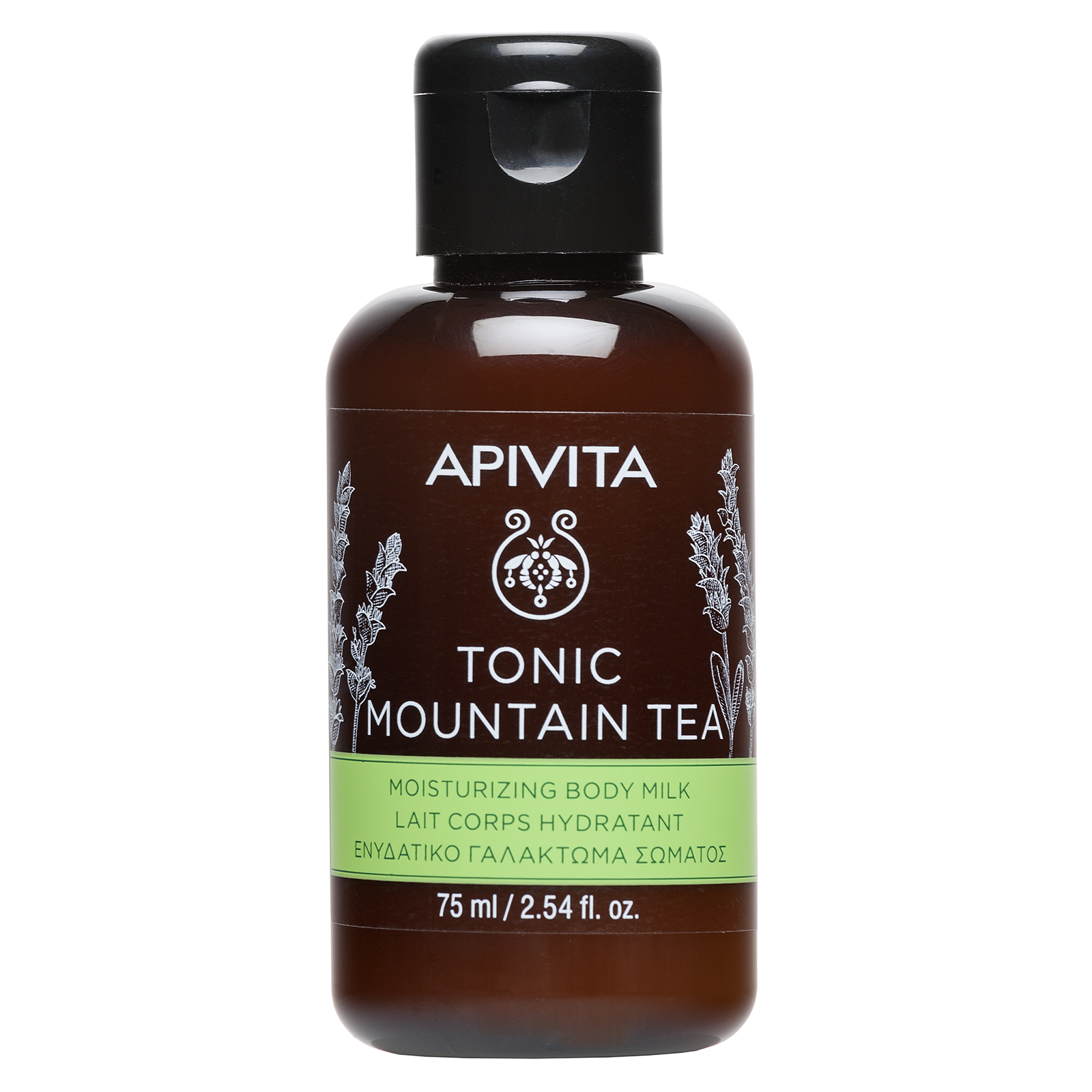 Apivita Tonic Mountain Tea - Latte Rivitalizzante Corpo Al Tè Di Montagna Per Pelle Secca Travel Size 75 ml