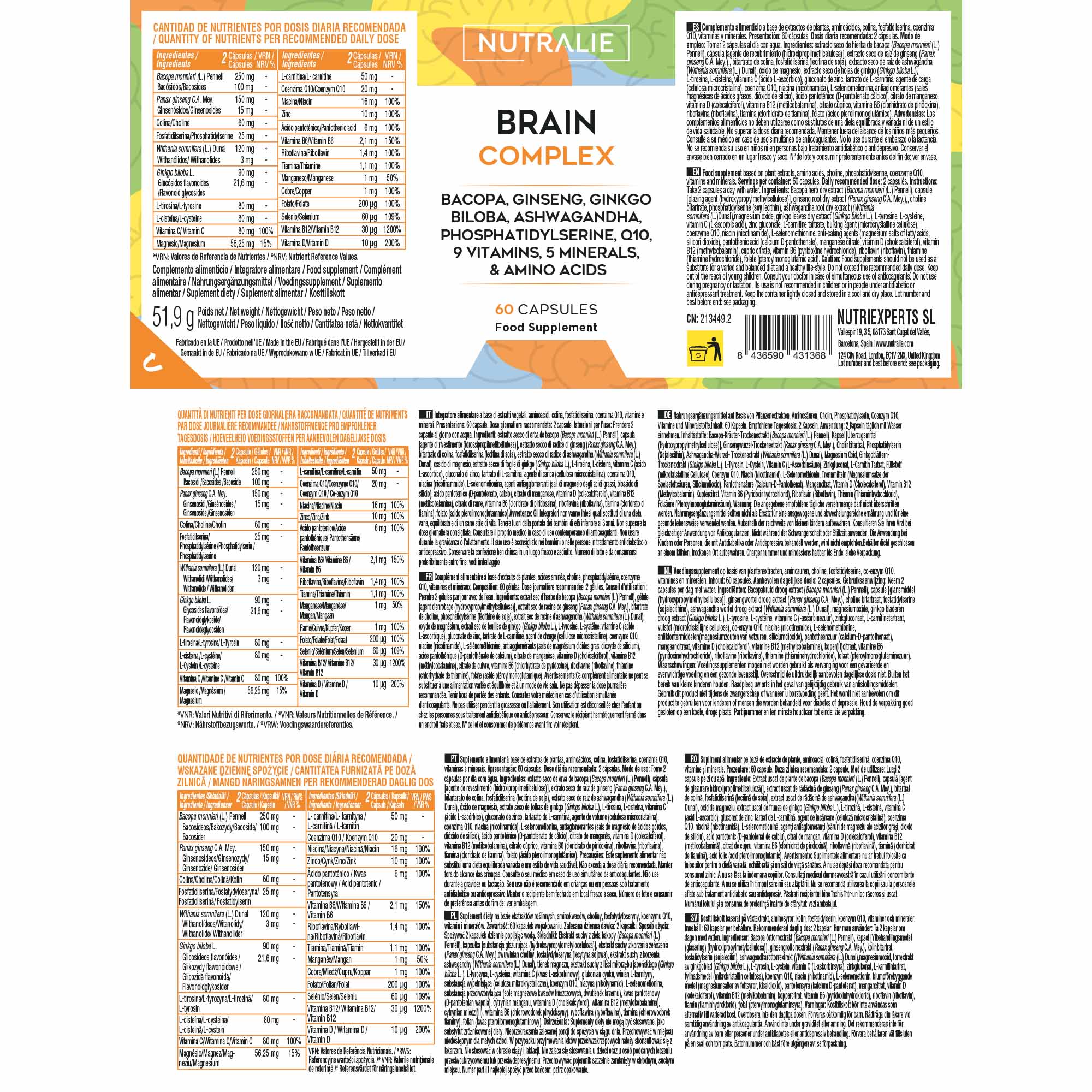 Nutralie Brain Complex 60 Capsule - Integratore Per Memoria E Concentrazione