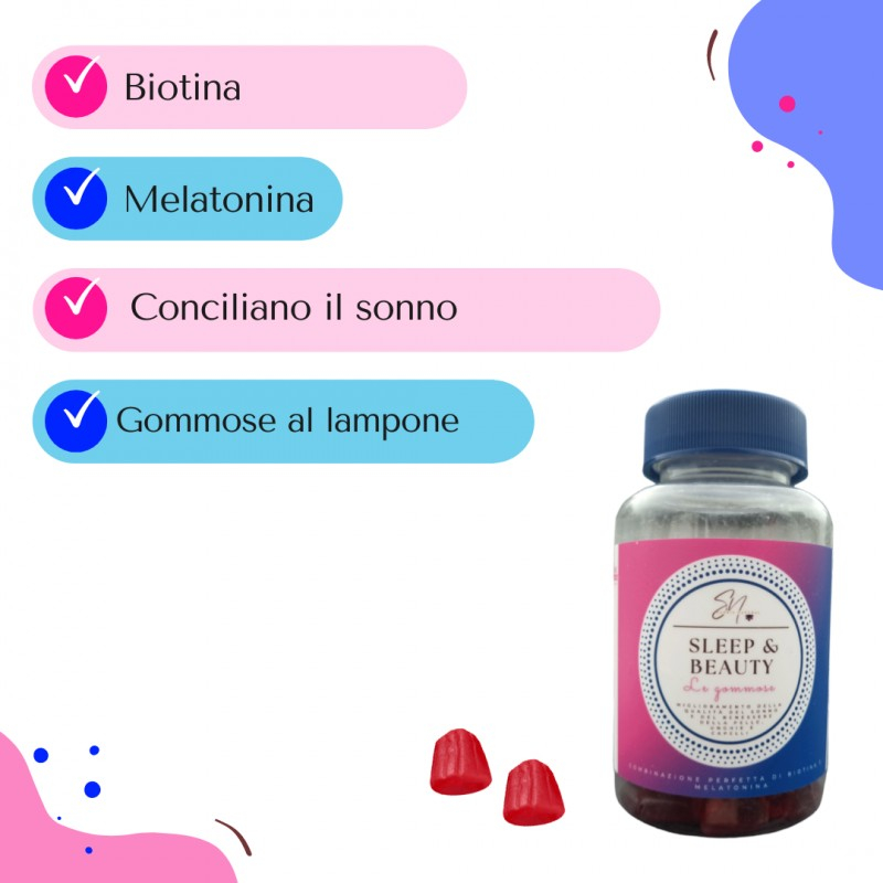 Sabbia Natural SLEEP&BEAUTY per rigenerare capelli e pelle mentre dormi - 60 GOMMOSE gusto LAMPONE