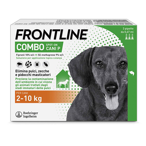 Frontline Combo Cani x3 Pipette, Antiparassitario per Cani Piccoli e Cuccioli (2-10Kg) Contro Pulci, Zecche, Uova e Larve