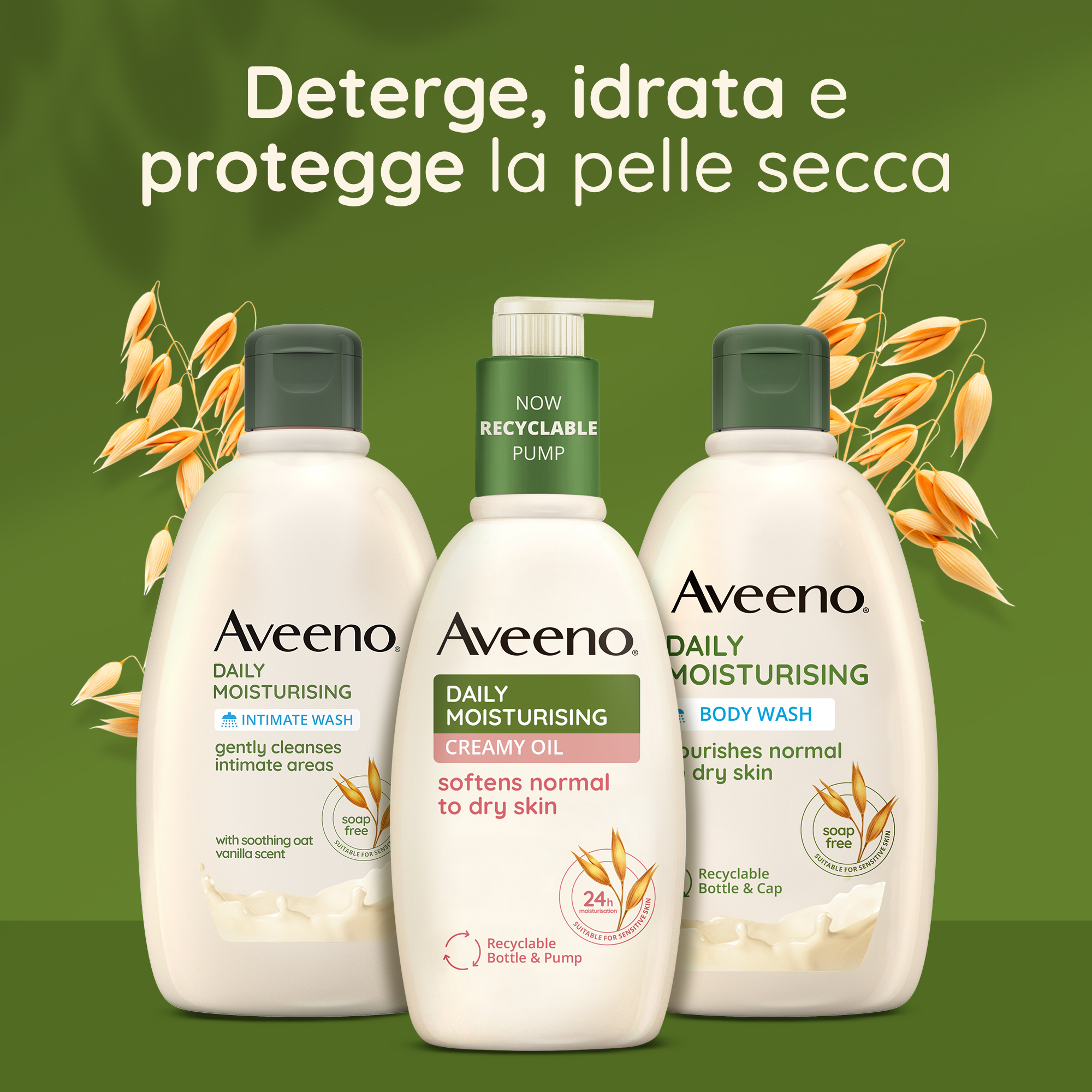 Aveeno Daily Moisturizing Crema Olio 300 ml, Olio-crema idratante per pelli da normali a secche