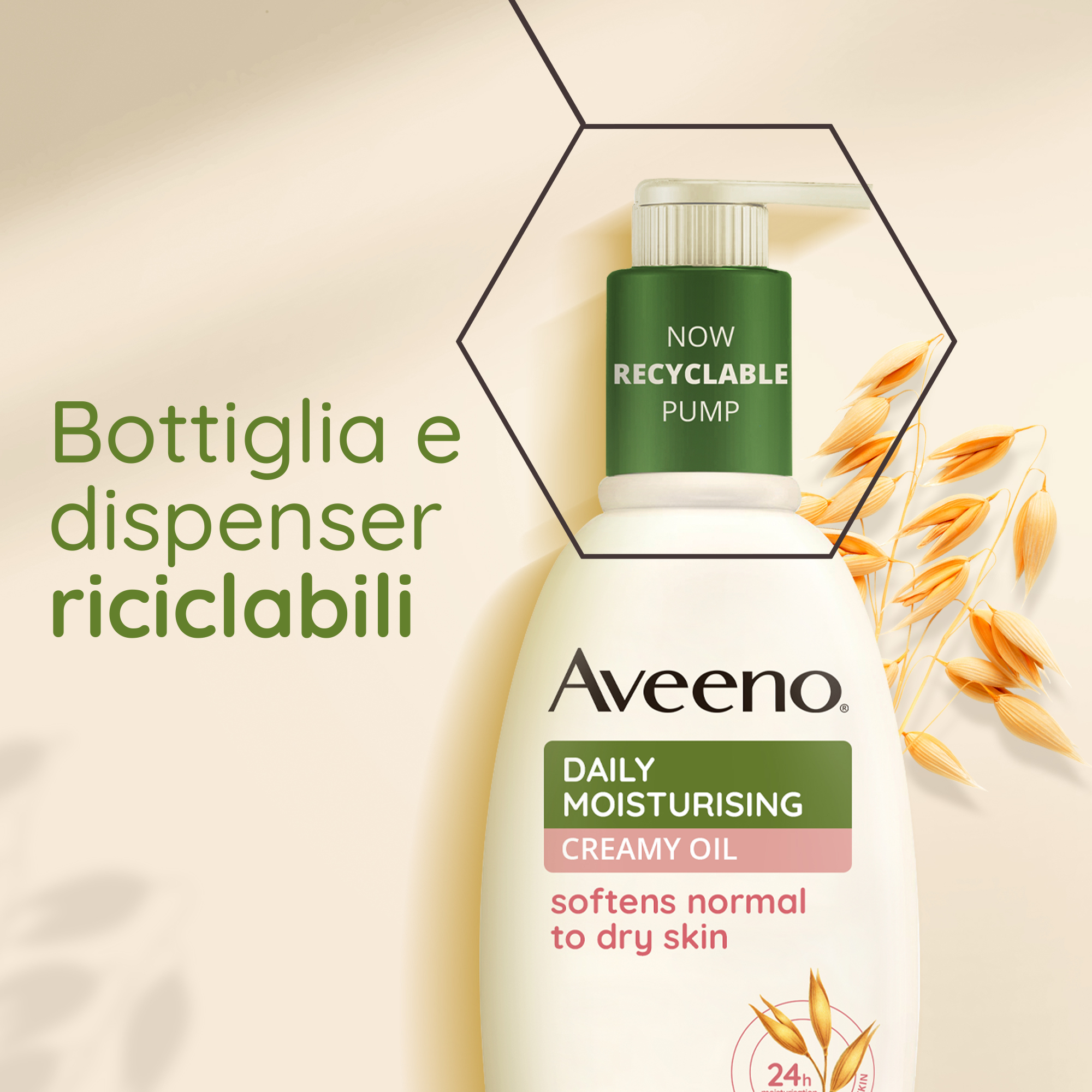 Aveeno Daily Moisturizing Crema Olio 300 ml, Olio-crema idratante per pelli da normali a secche