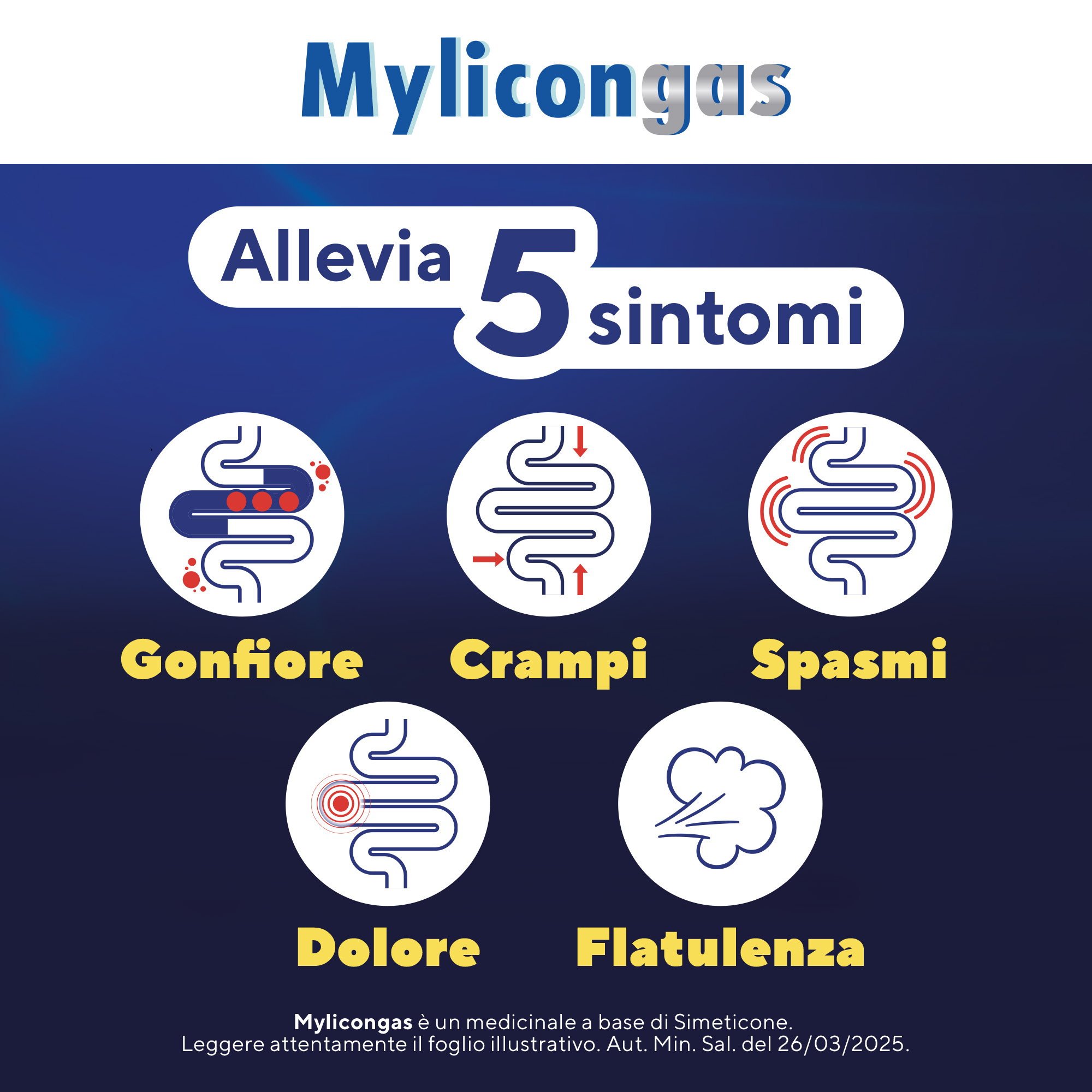 Mylicongas Aerofagia 50 Compresse per Flatulenza Meteorismo Gonfiore addominale