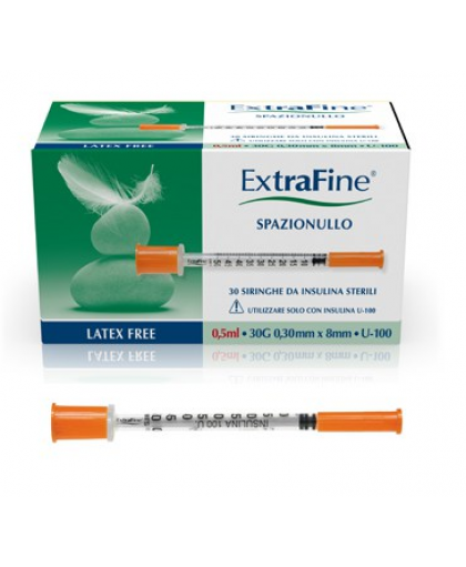 Desa Pharma ExtraFine Spazio Nullo Siringa Per Insulina 0,5 ml 30G 100UI 30 Pezzi