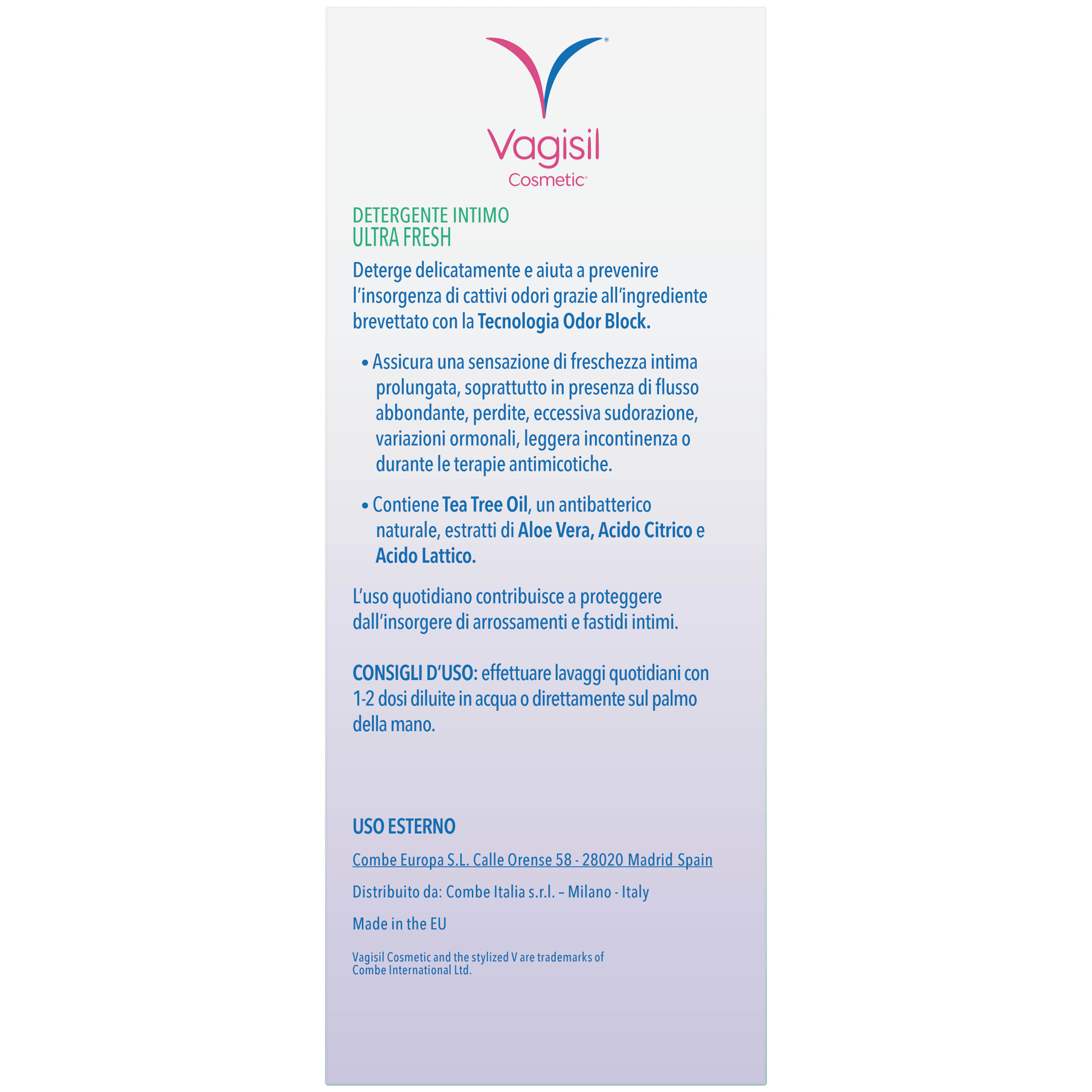 Vagisil Detergente Ultra Fresh Per l'Igiene Intima Quotidiana, Rinfrescante. Con Aloe Vera. 24h di Protezione Dagli Odori. 250ml