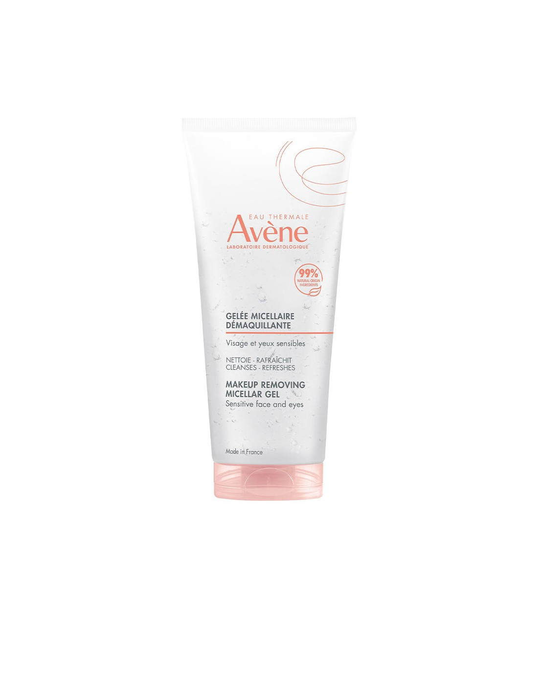 Eau Thermale Avène Gel micellare struccante, Strucca e deterge viso, occhi e labbra, Azione detox anti inquinamento, con Acqua termale, Pelle sensibile e secca, 200ml