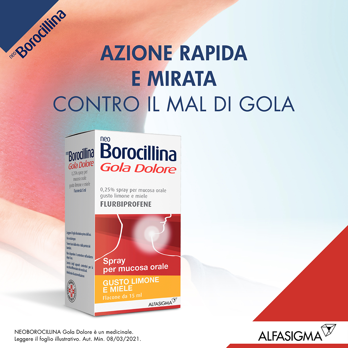 Neo Borocillina Gola Dolore Spray 0,25% Limone & Miele 15 ml