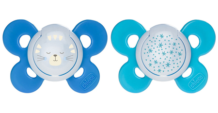 Chicco Physio Comfort Night Succhietti Silicone 16-36m Blu 2 Pezzi