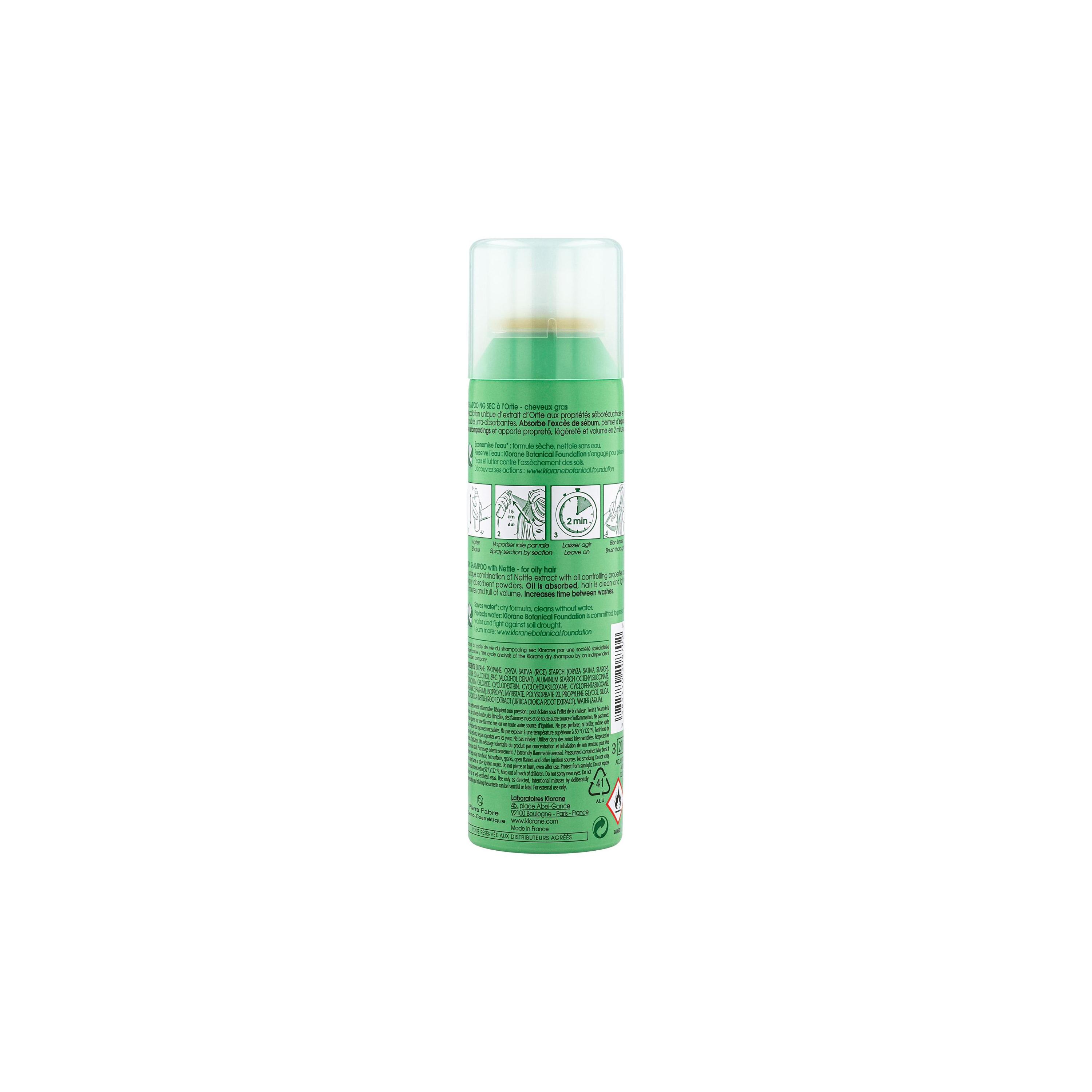 Klorane - Shampoo Secco Seboriduttore All'Ortica Per Capelli Grassi 150 ml