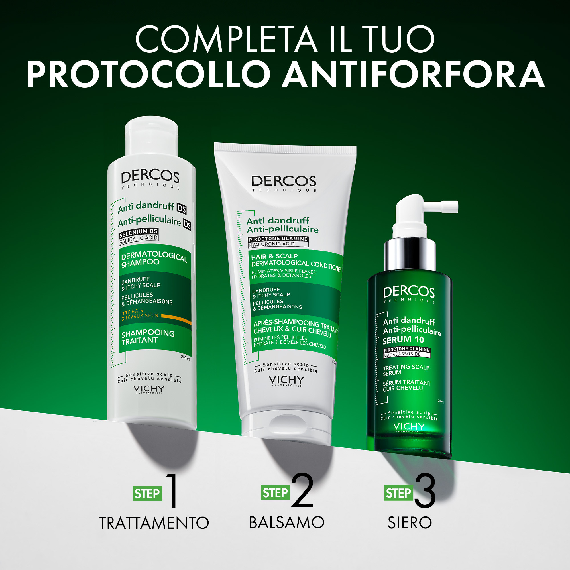 Vichy Dercos Technique Shampoo Antiforfora Ds Grassi per Forfora e Prurito 390ml