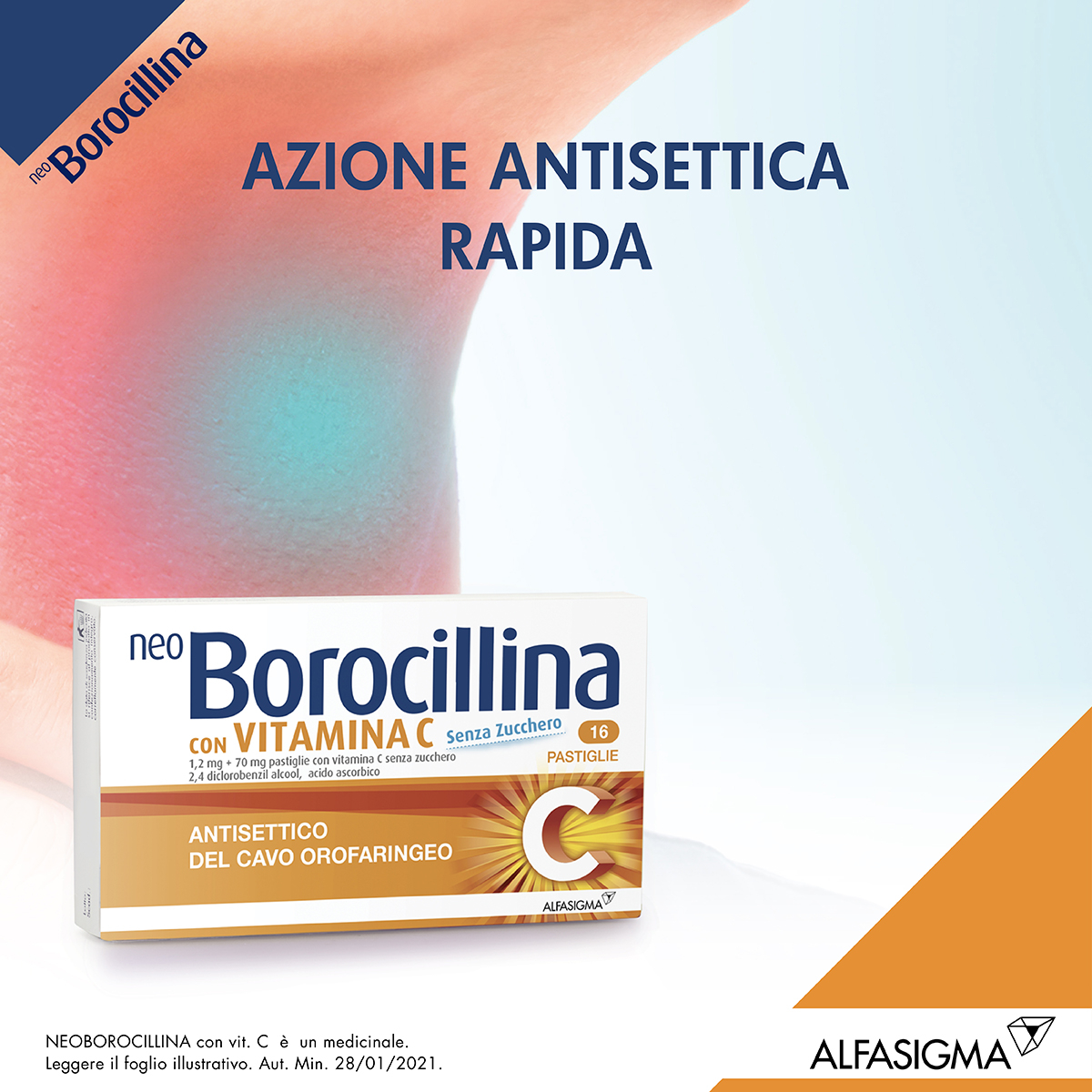 Neoborocillina C Antisettico Orale 16 Pastiglie Senza Zucchero