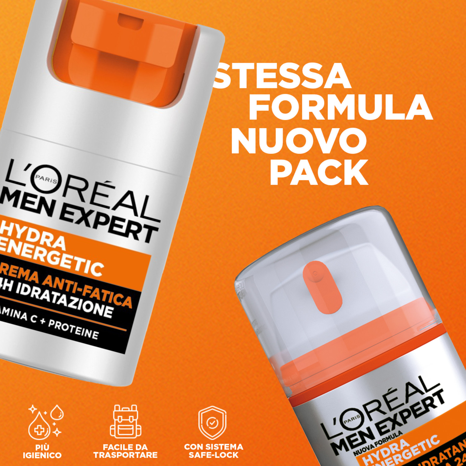 L'Oréal Paris Men Expert Crema Idratante Uomo Anti-Fatica Hydra Energetic, Combatte le Occhiaie e Dona Intensa Idratazione, Arricchita con Proteine e Vitamina C, 50 ml