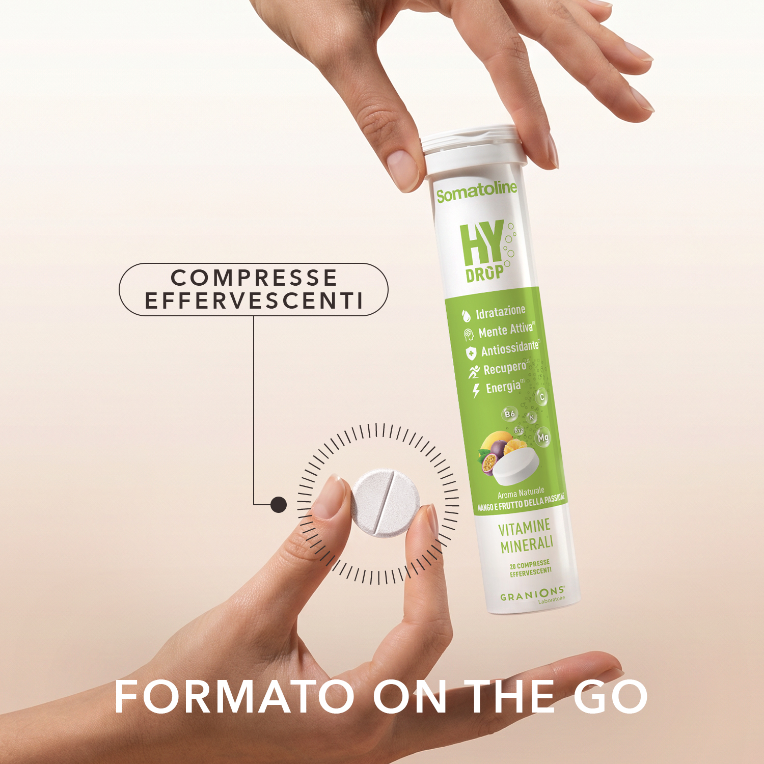 Somatoline SkinExpert Hydrop 20 Compresse Effervescenti Gusto Mango & Passion Fruit - Integratore Per Il Metabolismo Energetico