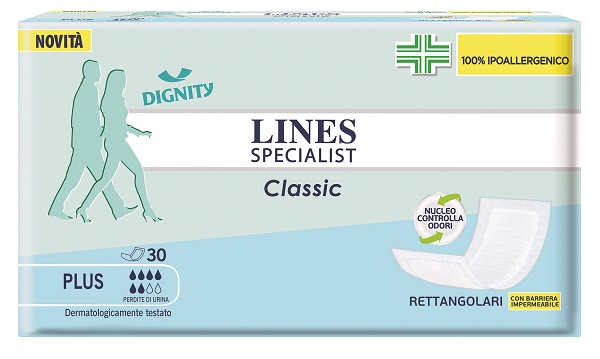 Lines Specialist Classic Rettangolare Con Barriera Pannoloni Per Incontinenza 30 Pezzi