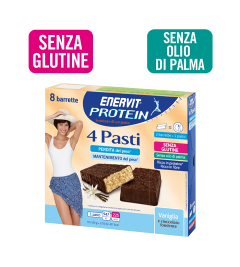 Enervit Protein 4 Pasti Vaniglia Sostitutivo Pasto 8 Barrette