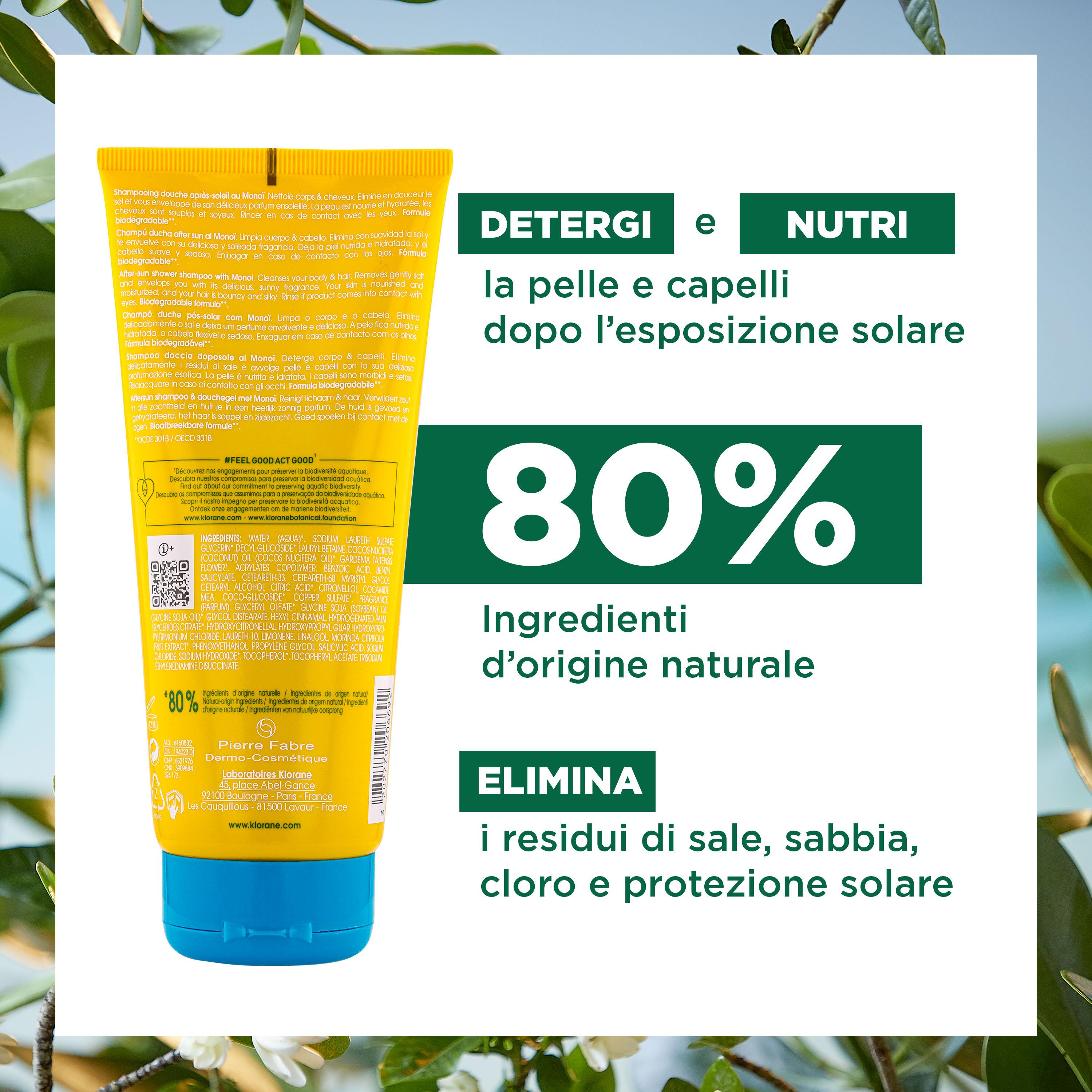 Klorane - Shampoo Doccia Doposole Al Monoï Per Corpo E Capelli 200 ml