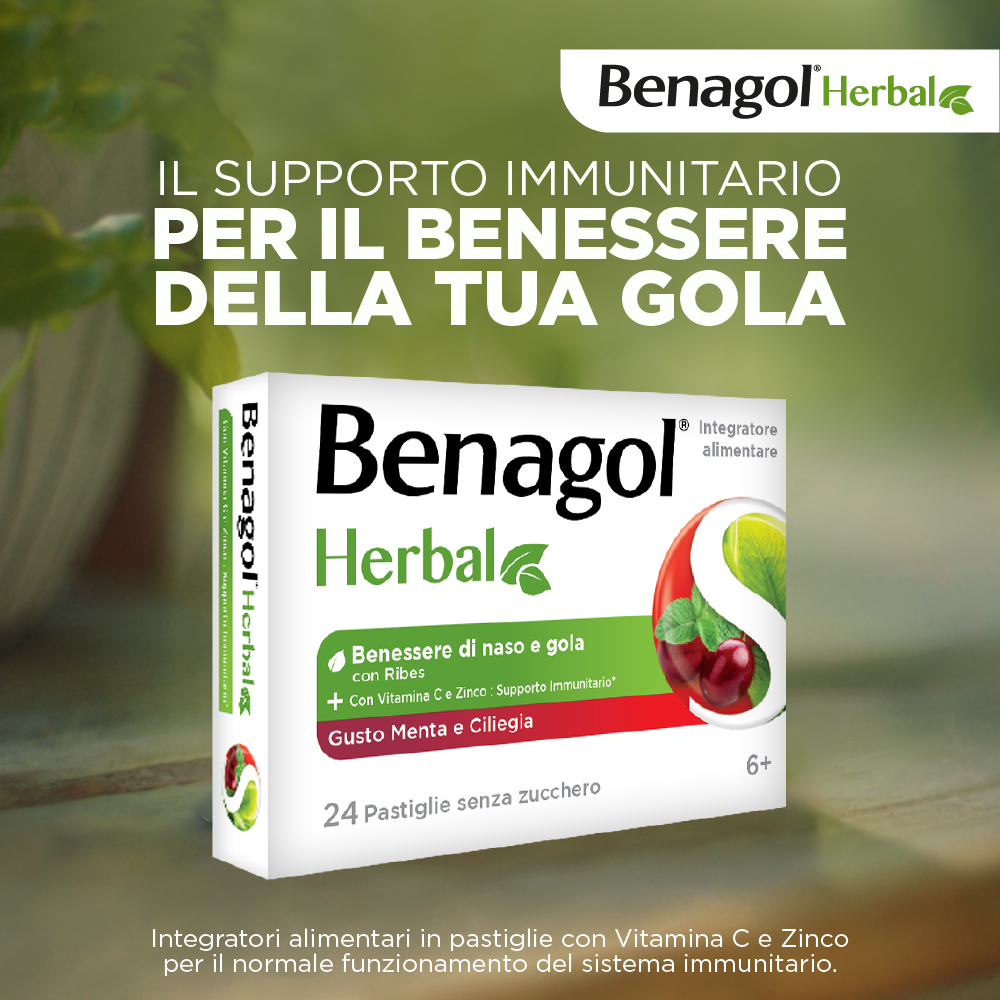 BENAGOL HERBAL MENTA E CILIEGIA 24 - NOVITA' pastiglie mal di gola
