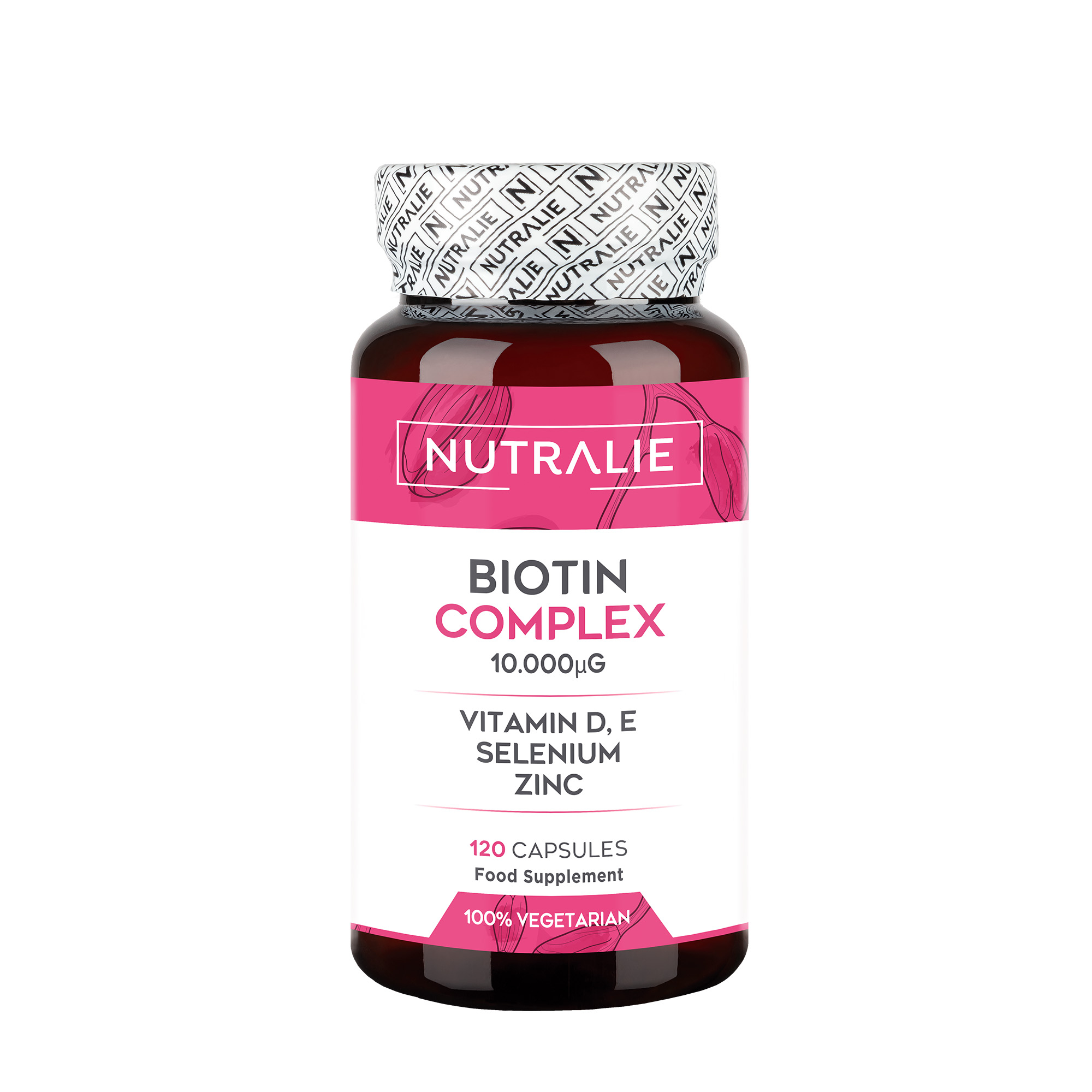 Nutralie Biotina Complex con Vit D ed E 10000mcg Capelli, Pelle, Unghie 120 Capsule