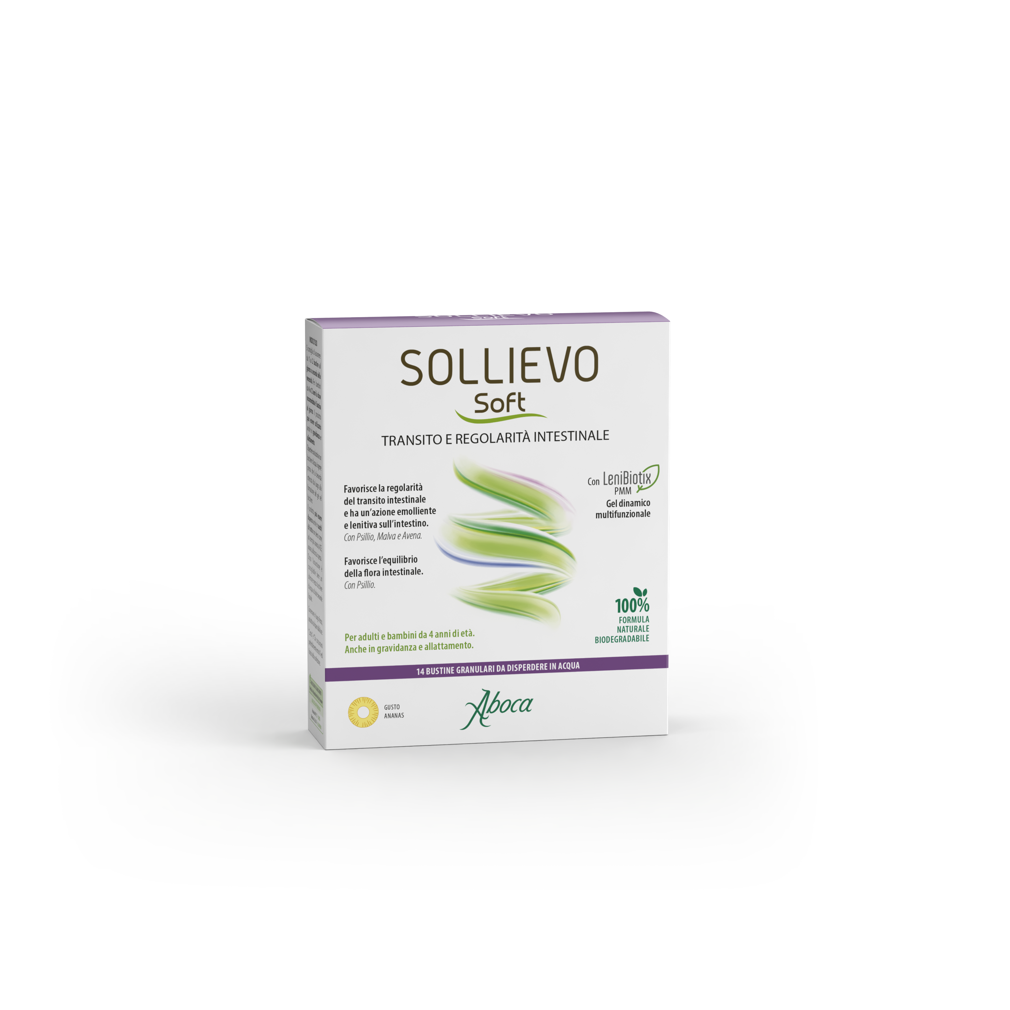 Aboca - Sollievo Soft 14 Bustine Gusto Ananas - Integratore La Regolarità Intestinale