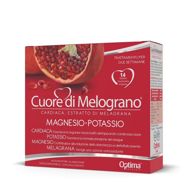 Optima Cuore di Melograno Magnesio-Potassio Integratore Benessere Cardiovascolare 14 Bustine