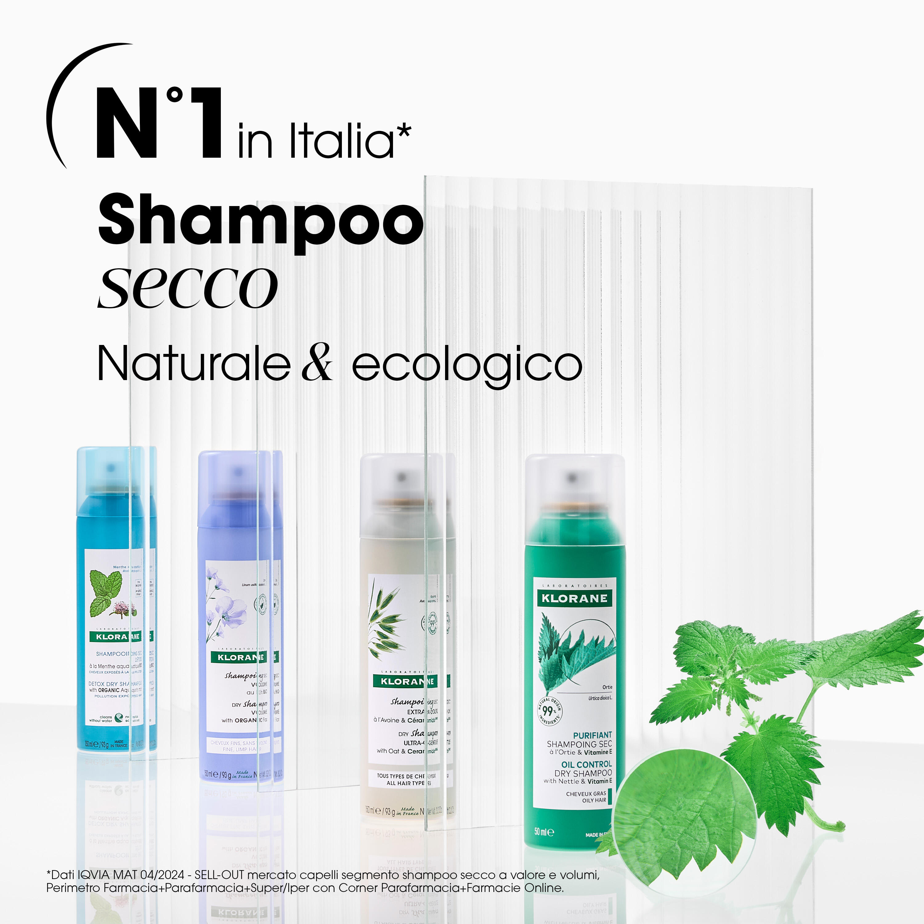 Klorane - Shampoo Secco Purificante All'Ortica & Vitamina E Per Capelli Grassi 150 ml 