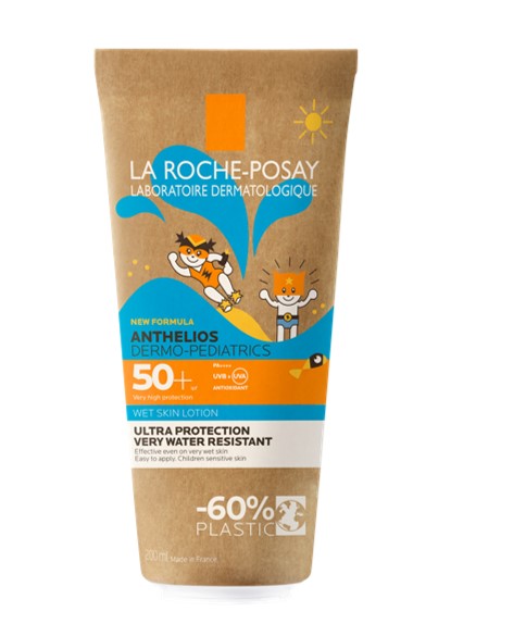 La Roche-Posay Anthelios Dermo-Pediatrics Lotion Pelle Bagnata SPF 50+. Formato 200 ml.