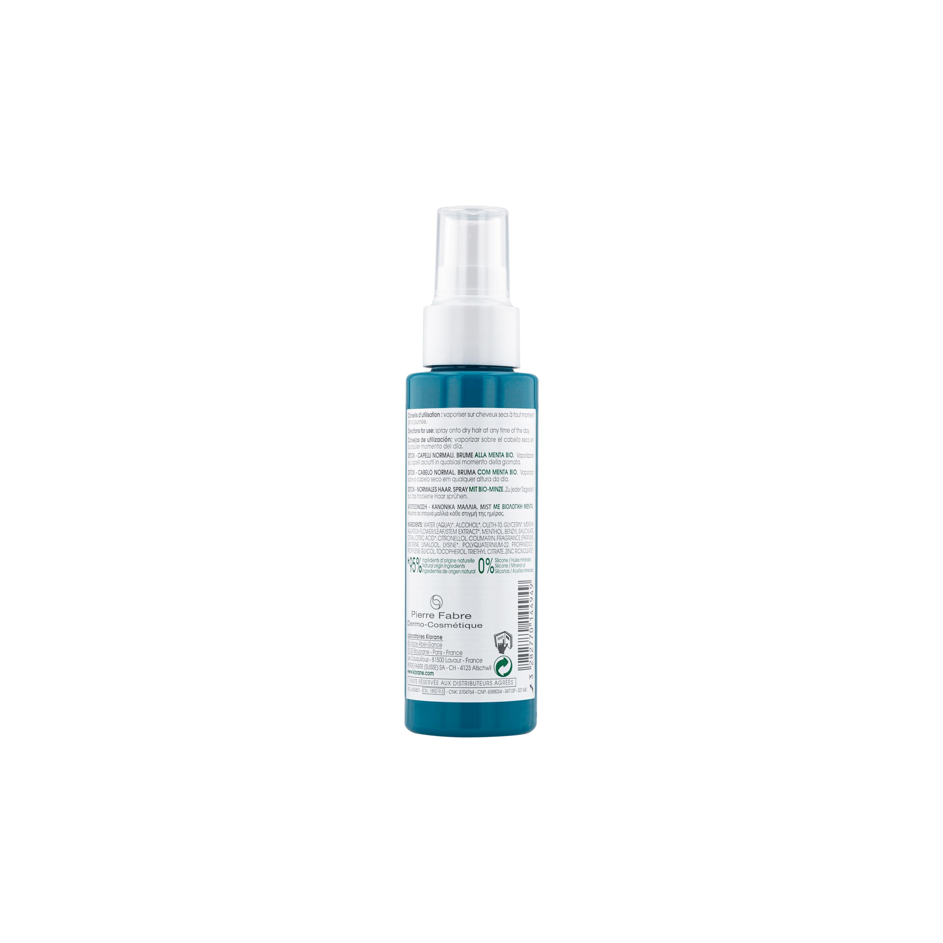 Klorane - Spray Detossinante Alla Menta Bio Per Capelli Normali 100 ml