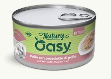 OASY GATTO NATURY SOFT JELLY POLLO CON PROSCIUTTO DI POLLO 85GR (lattina)