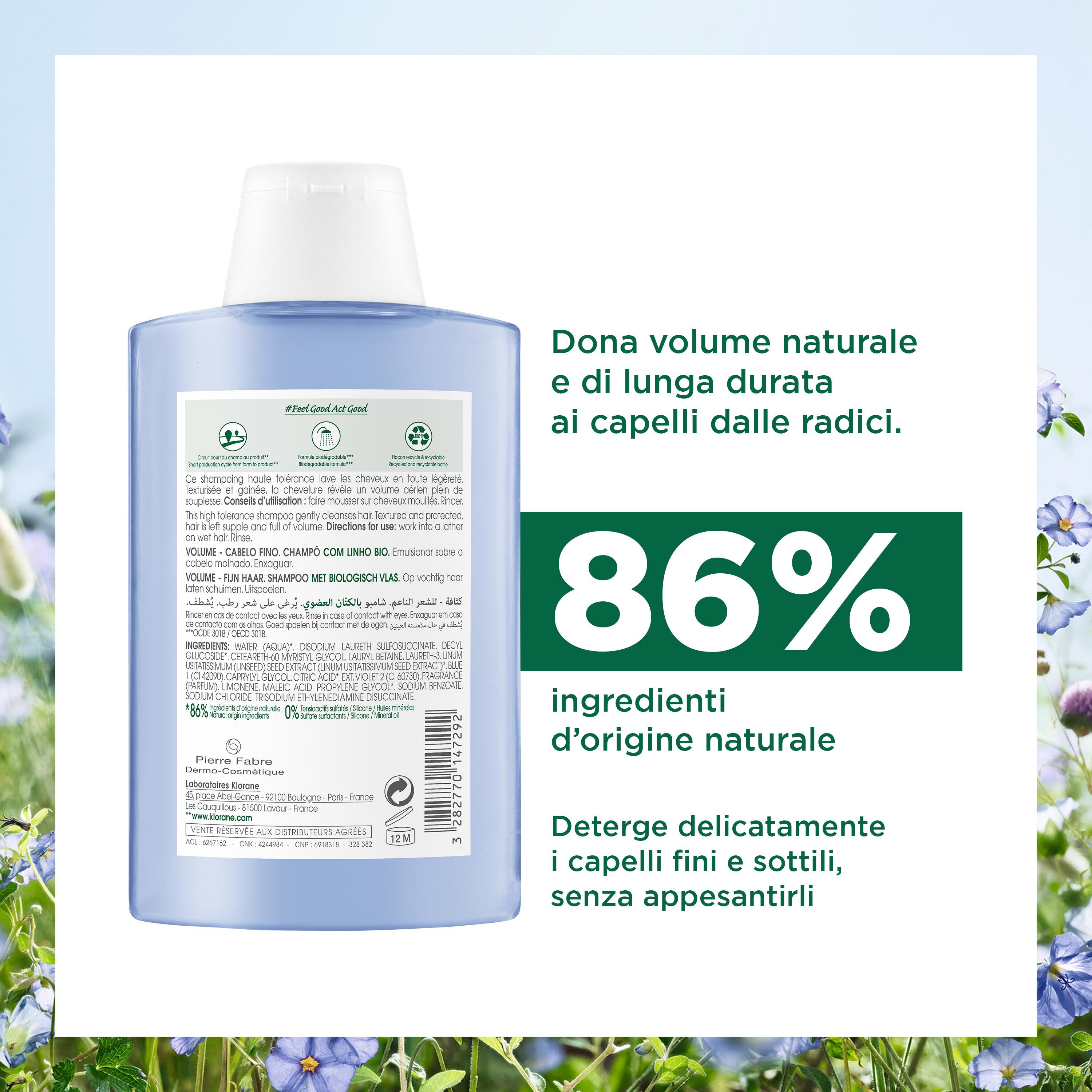 Klorane - Shampoo Al Lino Bio Per Capelli Sottili 200 ml