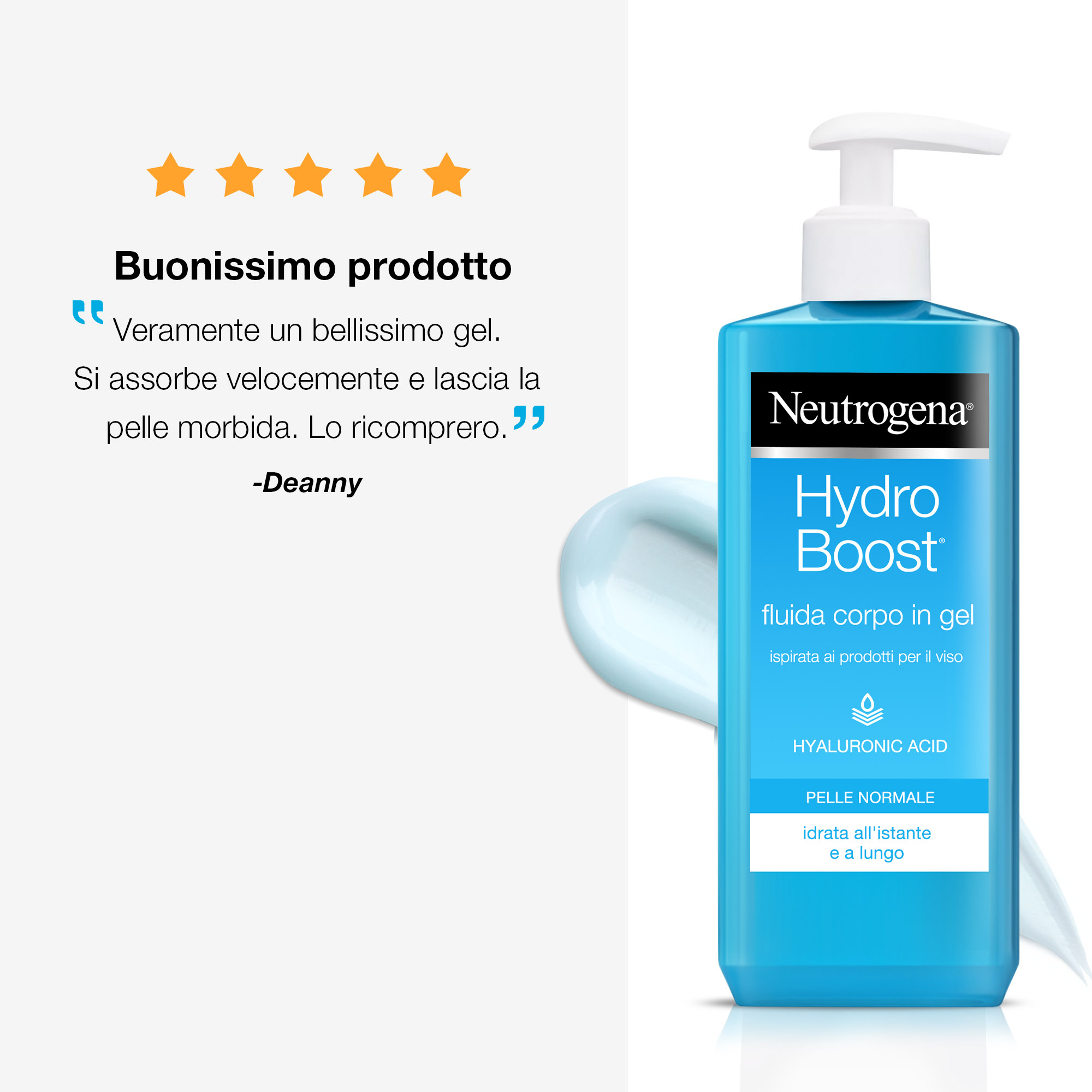 Neutrogena, Fluida Corpo Idratante in Gel, Hydro Boost, con Acido Ialuronico, Assorbimento Rapido, anche Pelli Sensibili, 400ml
