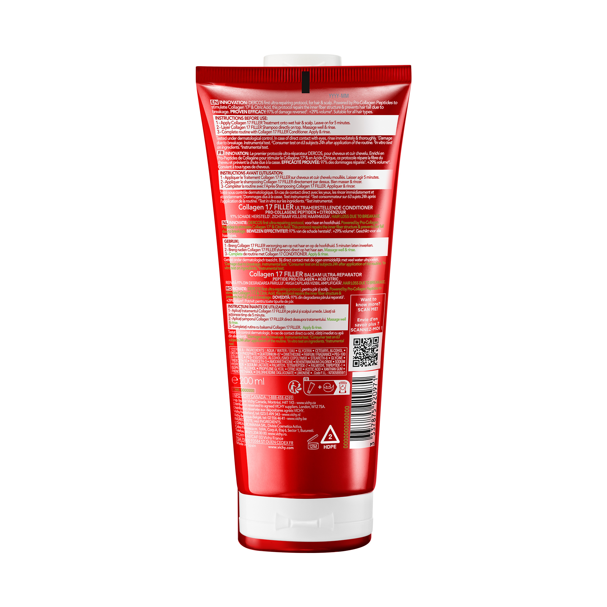 Vichy Dercos Collagen Filler 17 - Balsamo Ultra-Riparatore 200 ml