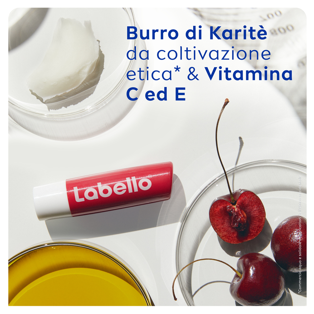 Labello Cherry Shine 4.8 g, Burrocacao labbra colorato e idratante all'aroma di Ciliegia