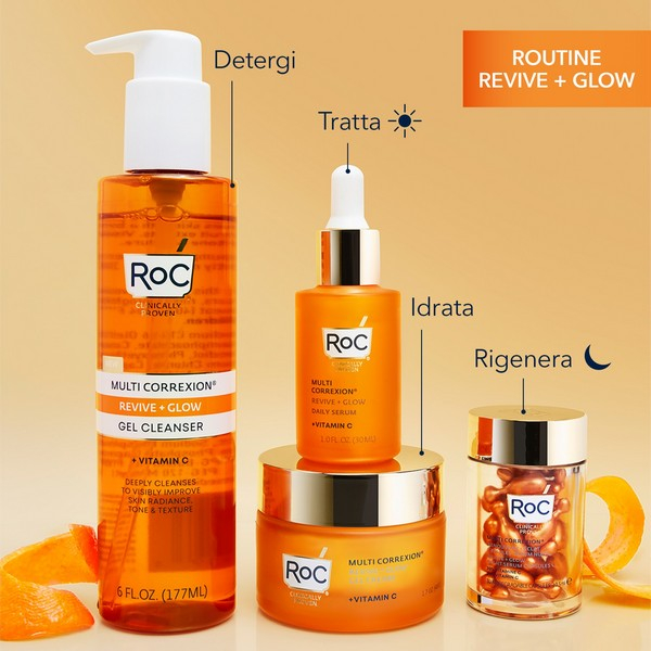 Roc Multi Correxion Revive + Glow Gel Detergente - Detergente viso idratante ed illuminante - 177 ml